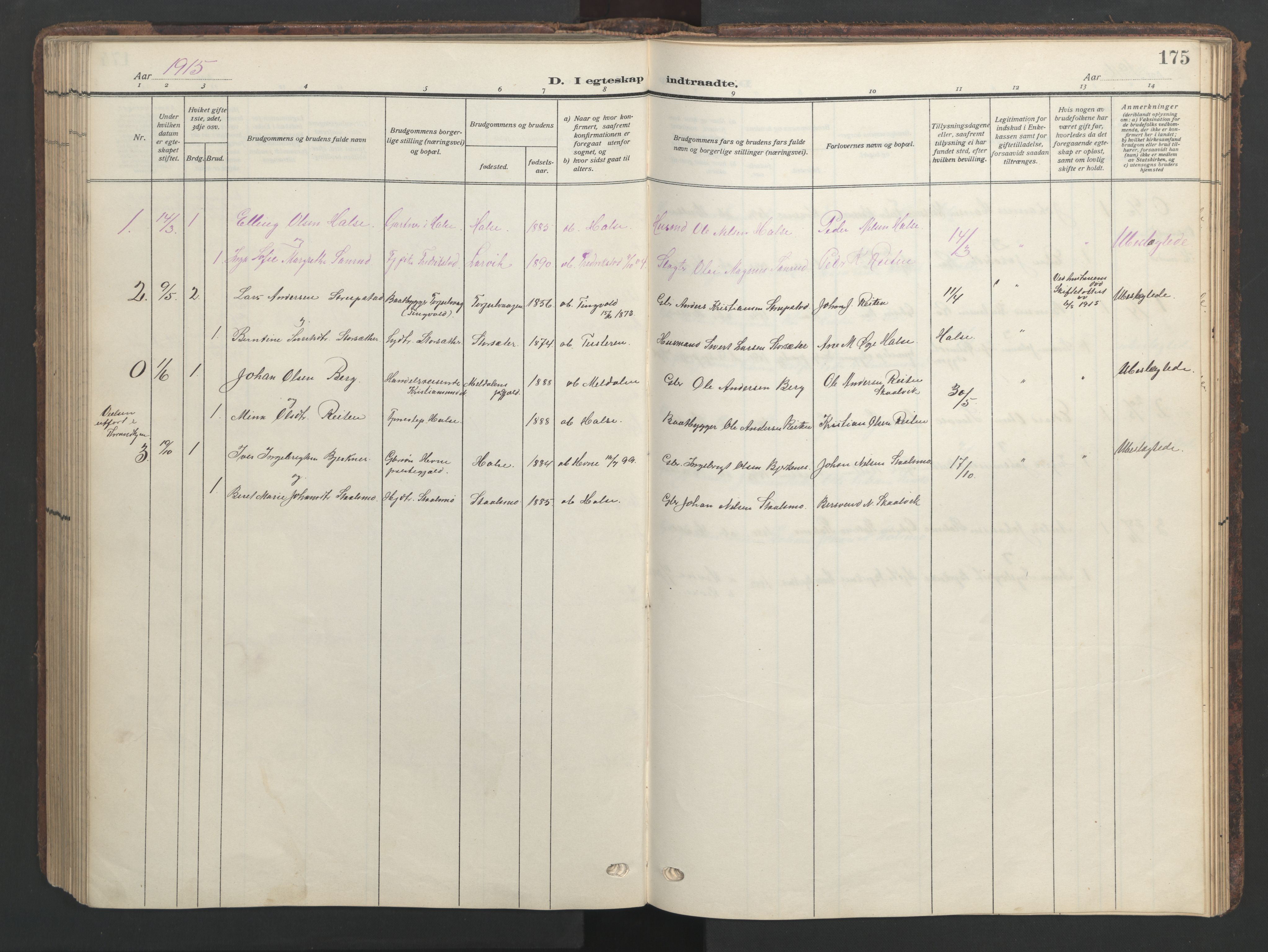 Ministerialprotokoller, klokkerbøker og fødselsregistre - Møre og Romsdal, SAT/A-1454/576/L0891: Klokkerbok nr. 576C02, 1909-1946, s. 175