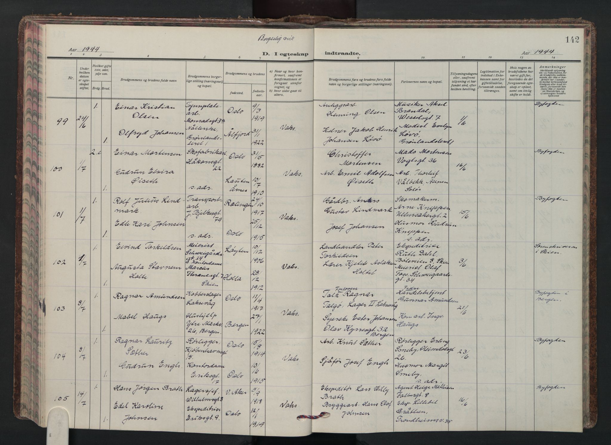 Grønland prestekontor Kirkebøker, AV/SAO-A-10848/F/Fa/L0020: Ministerialbok nr. 20, 1935-1946, s. 142