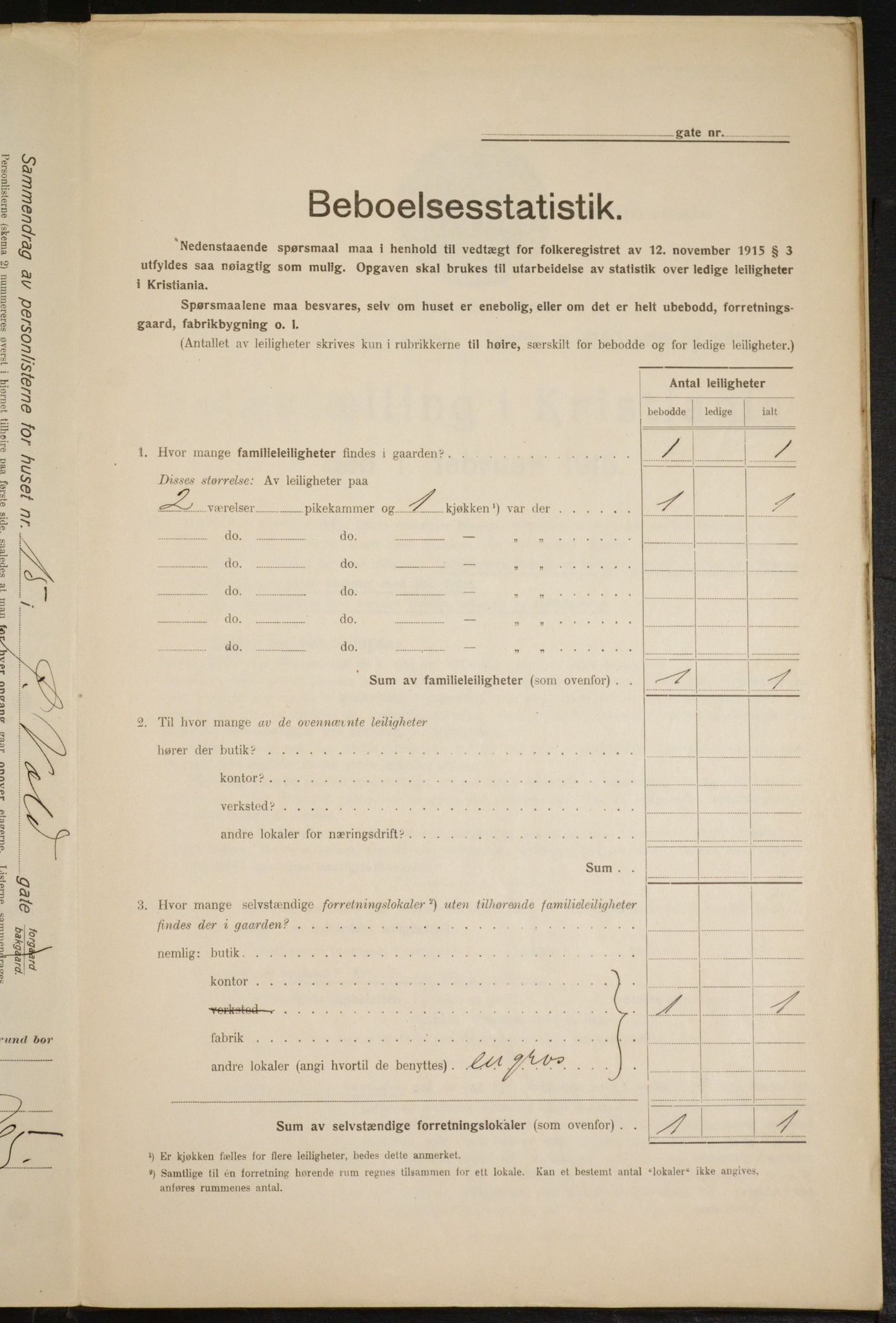 OBA, Kommunal folketelling 1.2.1916 for Kristiania, 1916, s. 133961