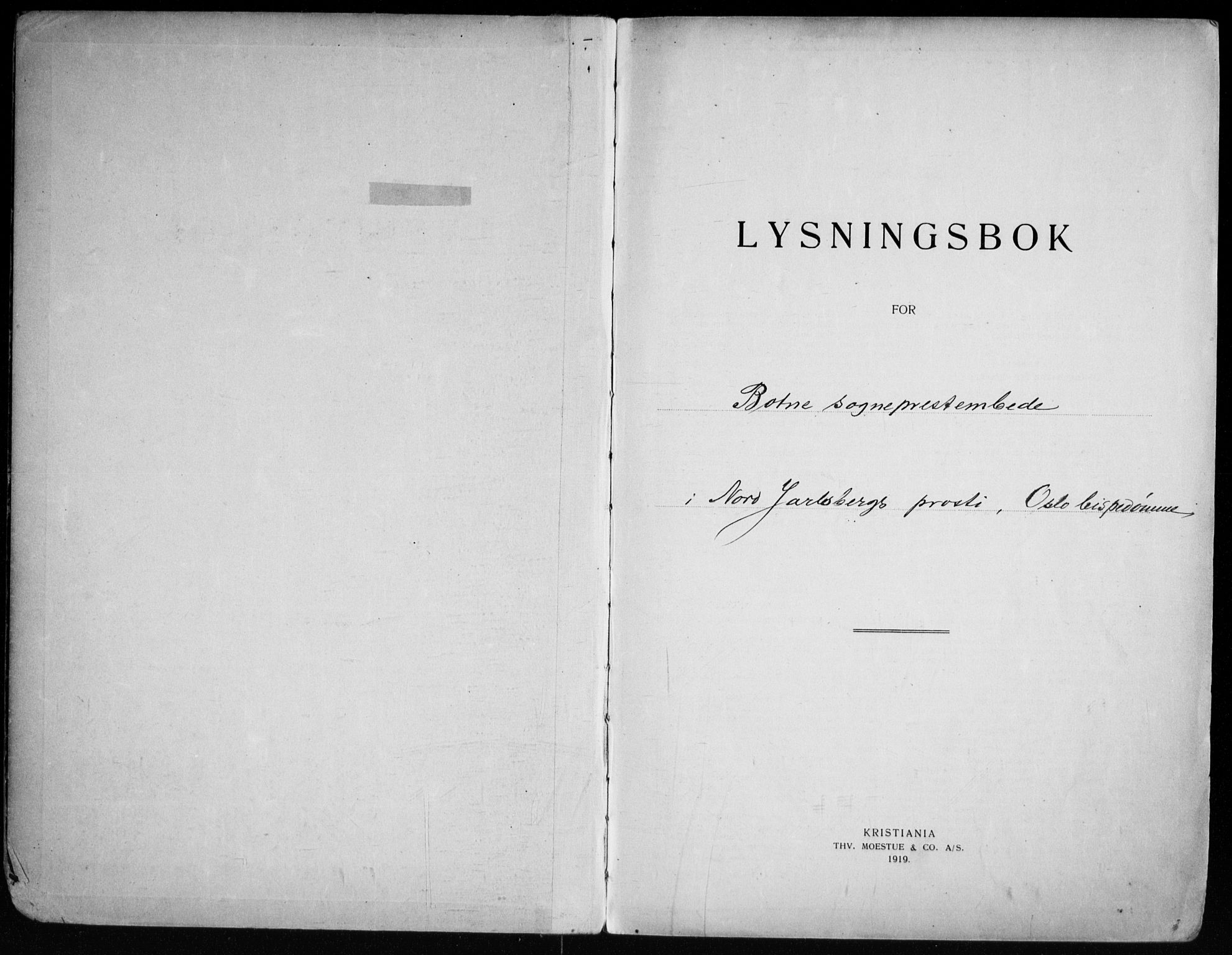 Botne kirkebøker, AV/SAKO-A-340/H/Ha/L0001: Lysningsprotokoll nr. 1, 1919-1965