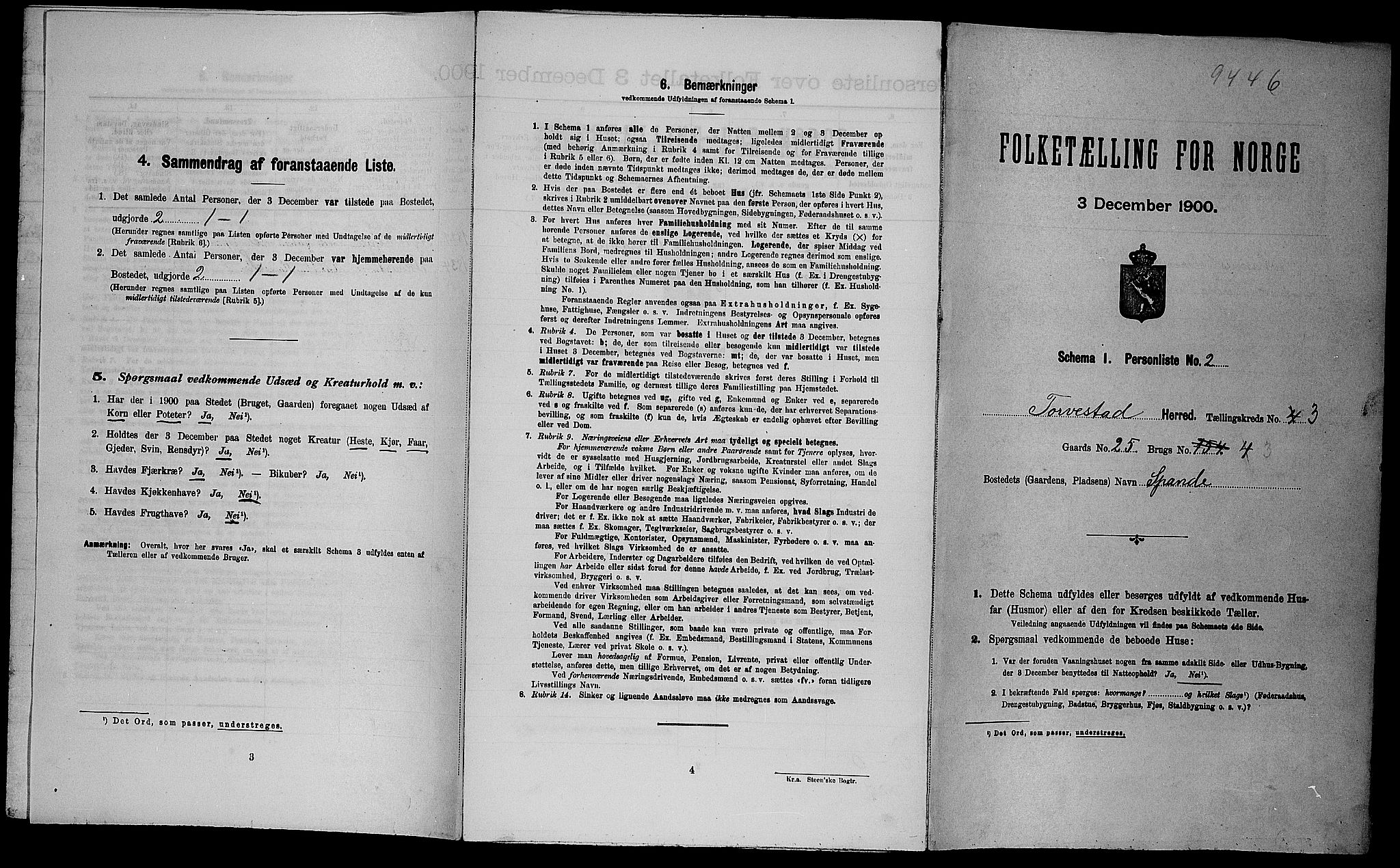 SAST, Folketelling 1900 for 1152 Torvastad herred, 1900, s. 443