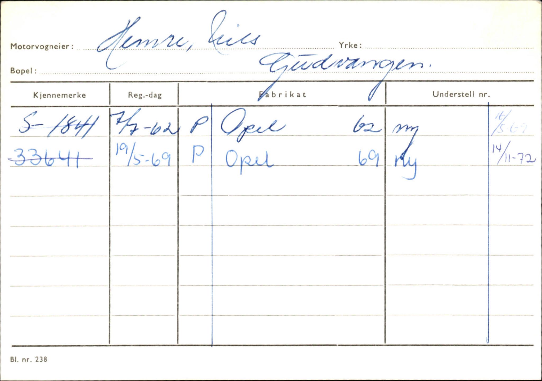 Statens vegvesen, Sogn og Fjordane vegkontor, SAB/A-5301/4/F/L0125: Eigarregister Sogndal V-Å. Aurland A-Å. Fjaler A-N, 1945-1975, s. 709