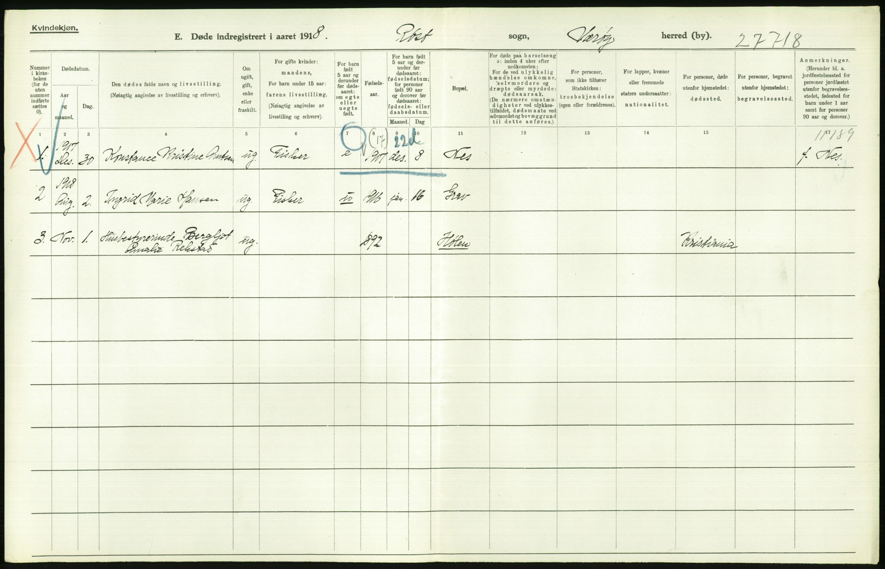 Statistisk sentralbyrå, Sosiodemografiske emner, Befolkning, RA/S-2228/D/Df/Dfb/Dfbh/L0055: Nordland fylke: Døde. Bygder og byer., 1918, s. 646