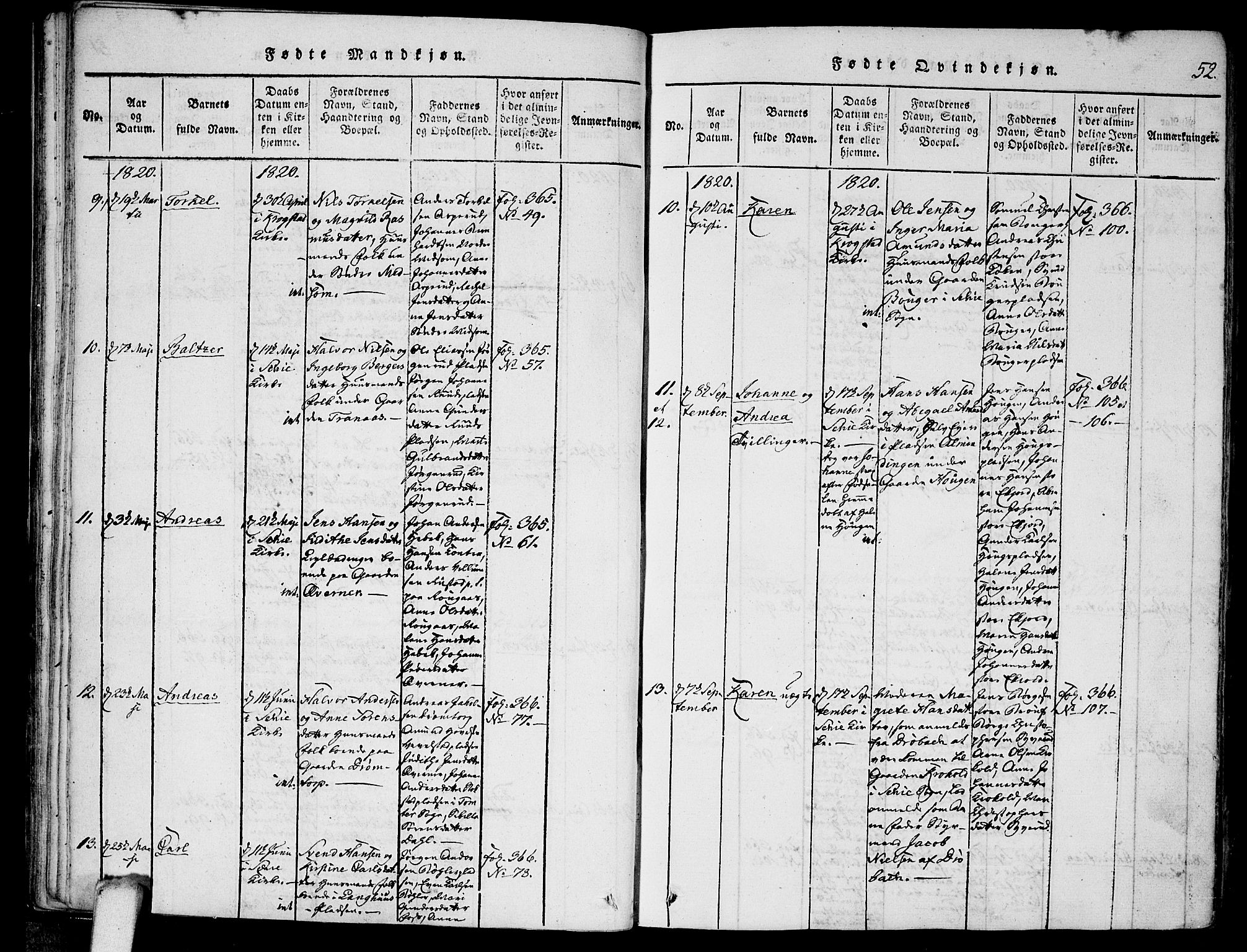 Kråkstad prestekontor Kirkebøker, SAO/A-10125a/F/Fa/L0003: Ministerialbok nr. I 3, 1813-1824, s. 52