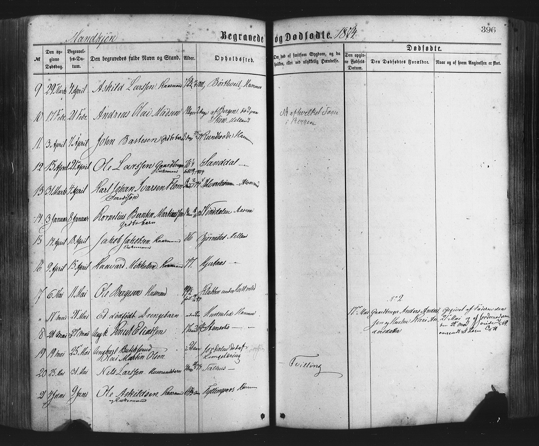 Hamre sokneprestembete, AV/SAB-A-75501/H/Ha/Haa/Haaa/L0015: Ministerialbok nr. A 15, 1870-1881, s. 396