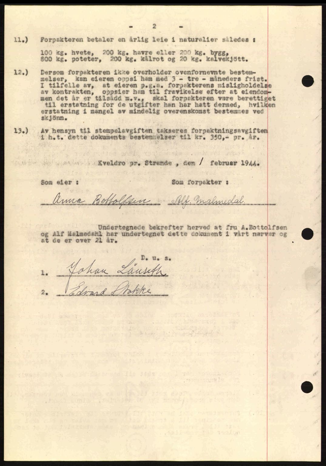 Romsdal sorenskriveri, AV/SAT-A-4149/1/2/2C: Pantebok nr. B2, 1939-1945, Dagboknr: 188/1944