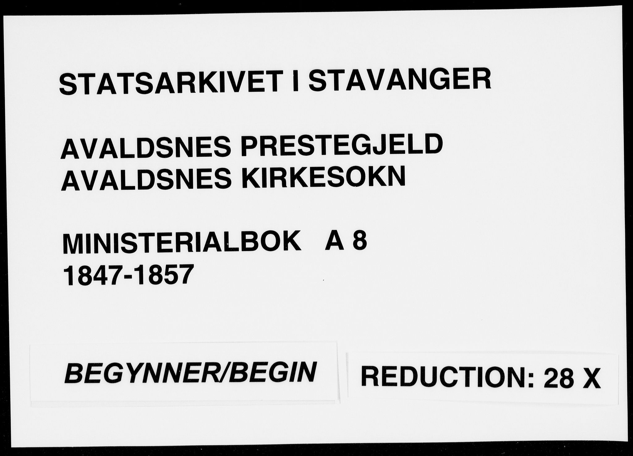 Avaldsnes sokneprestkontor, SAST/A -101851/H/Ha/Haa/L0008: Ministerialbok nr. A 8, 1847-1857