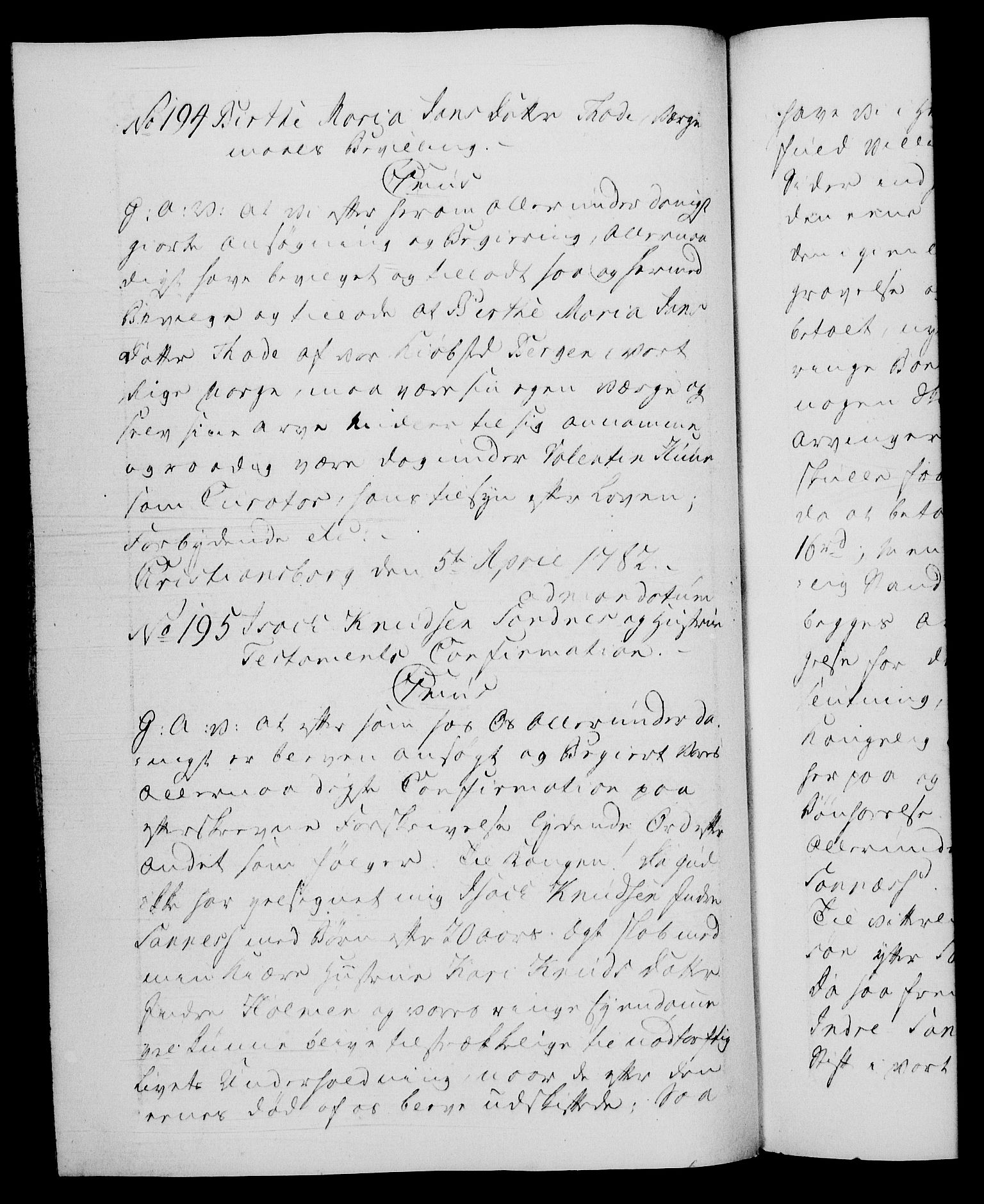 Danske Kanselli 1572-1799, AV/RA-EA-3023/F/Fc/Fca/Fcaa/L0049: Norske registre, 1782-1783, s. 105b