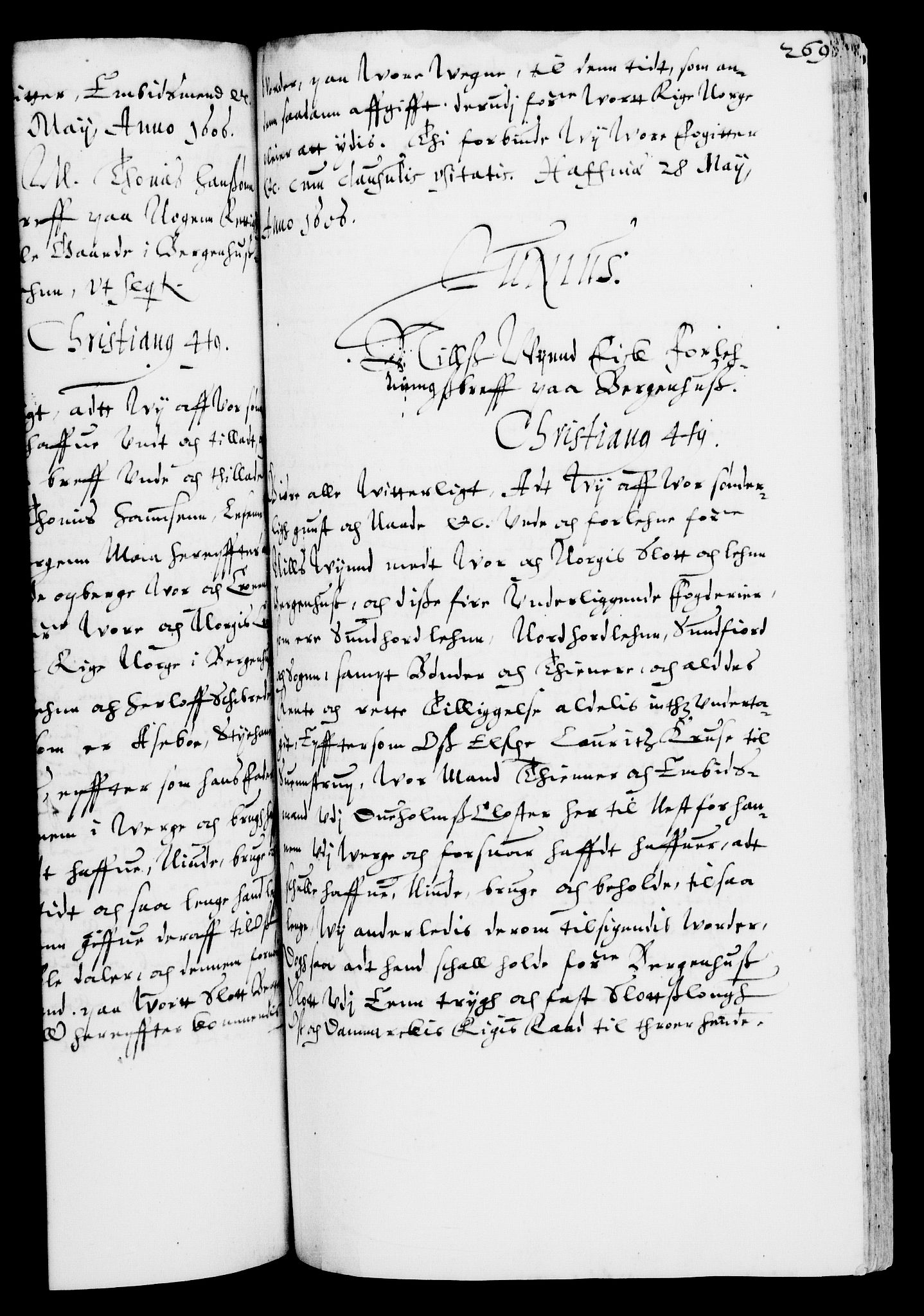 Danske Kanselli 1572-1799, RA/EA-3023/F/Fc/Fca/Fcaa/L0003: Norske registre (mikrofilm), 1596-1616, s. 269a