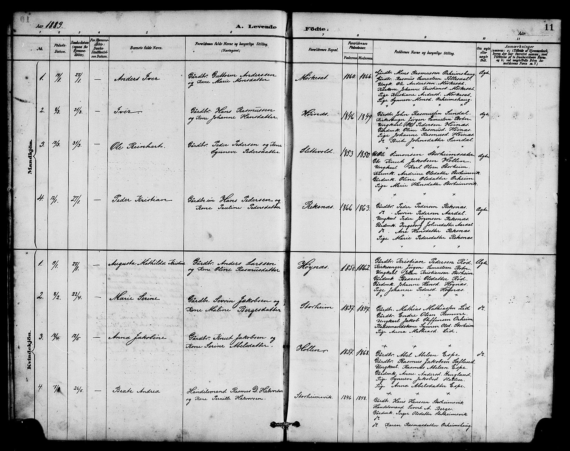 Eid sokneprestembete, AV/SAB-A-82301/H/Hab/Habc/L0002: Klokkerbok nr. C 2, 1887-1906, s. 11