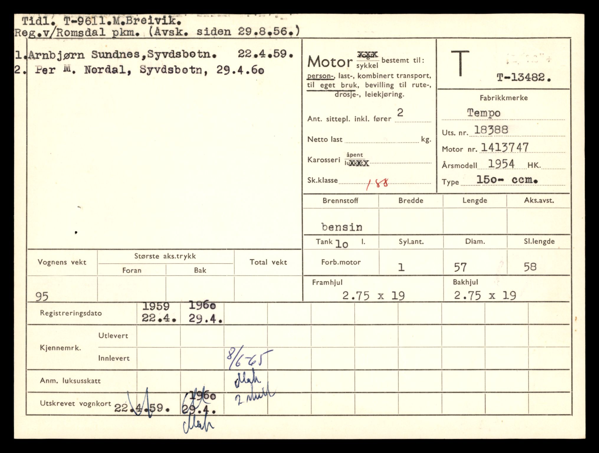 Møre og Romsdal vegkontor - Ålesund trafikkstasjon, AV/SAT-A-4099/F/Fe/L0039: Registreringskort for kjøretøy T 13361 - T 13530, 1927-1998, s. 2080
