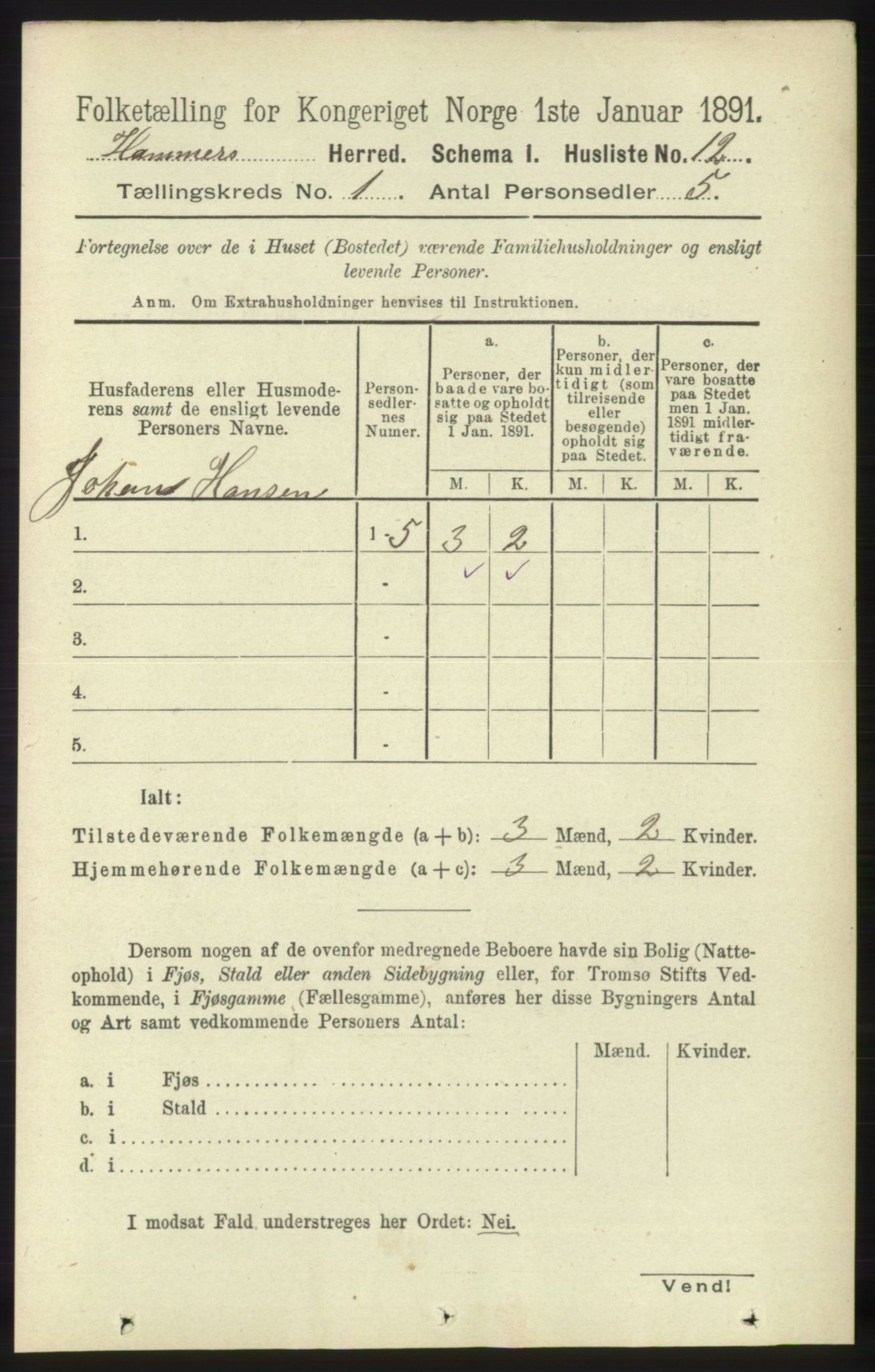 RA, Folketelling 1891 for 1254 Hamre herred, 1891, s. 52