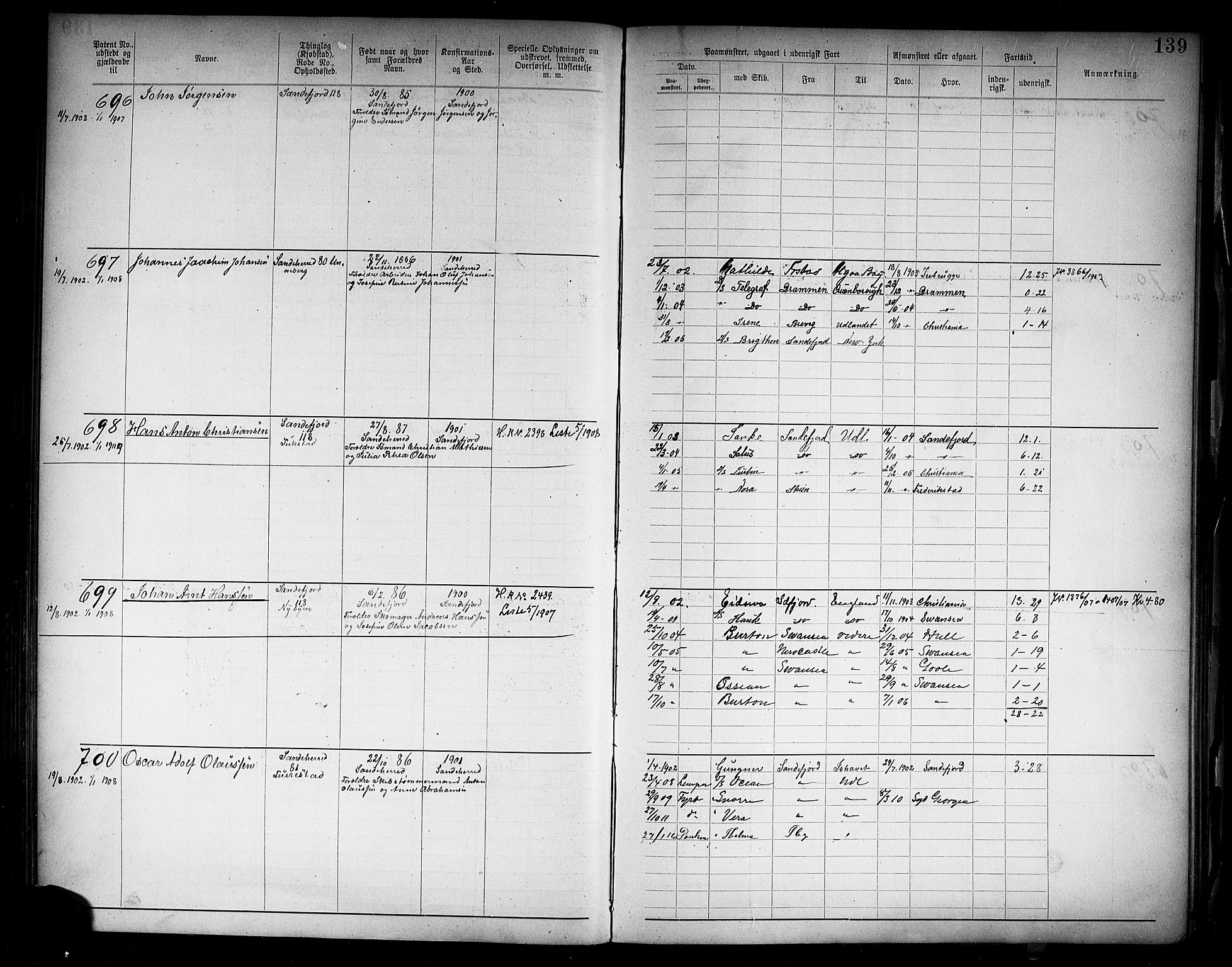 Sandefjord innrulleringskontor, AV/SAKO-A-788/F/Fa/L0005: Annotasjonsrulle, 1894-1911, s. 141