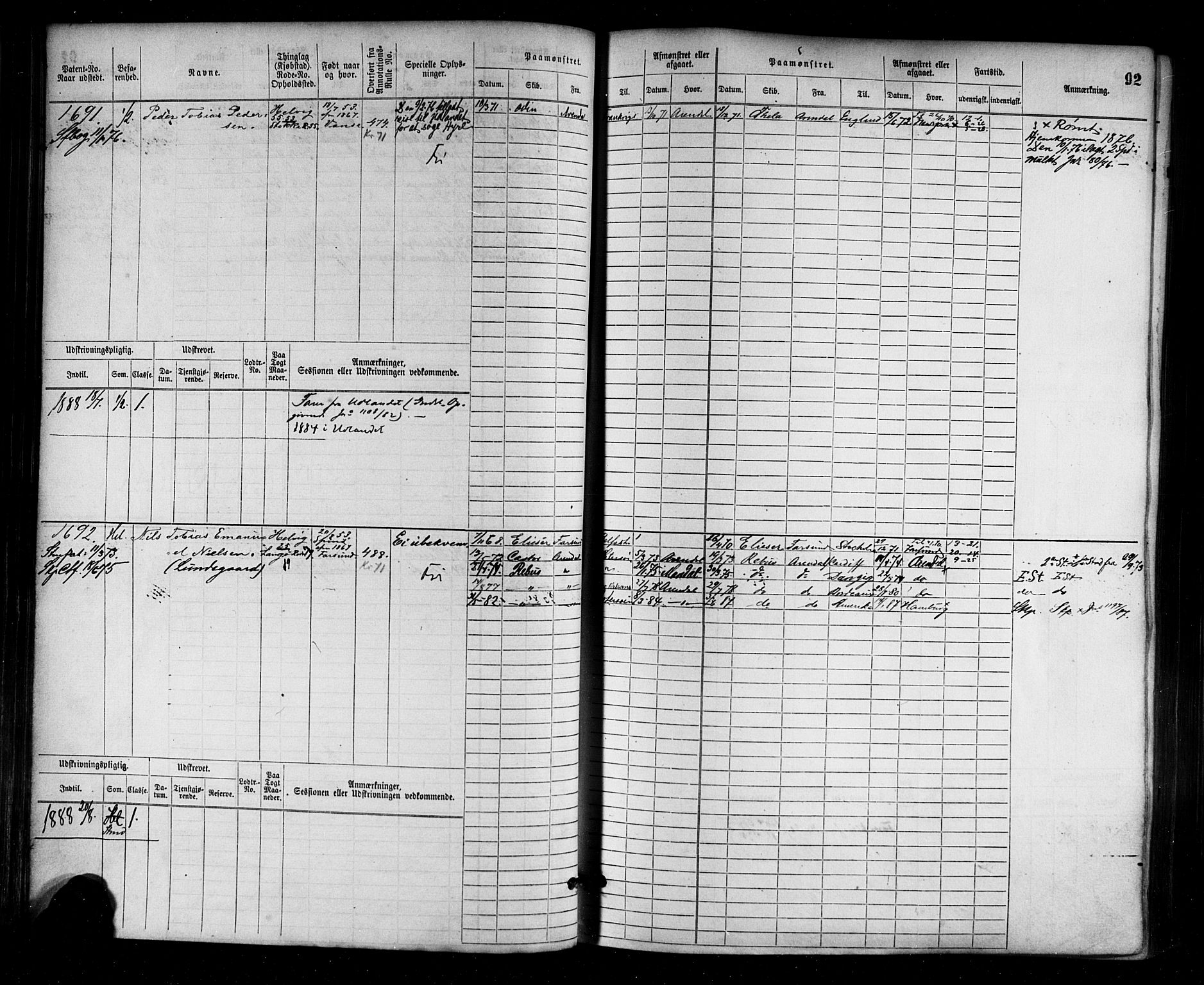 Farsund mønstringskrets, AV/SAK-2031-0017/F/Fb/L0003: Hovedrulle nr 1509-2274, M-6, 1868-1915, s. 98