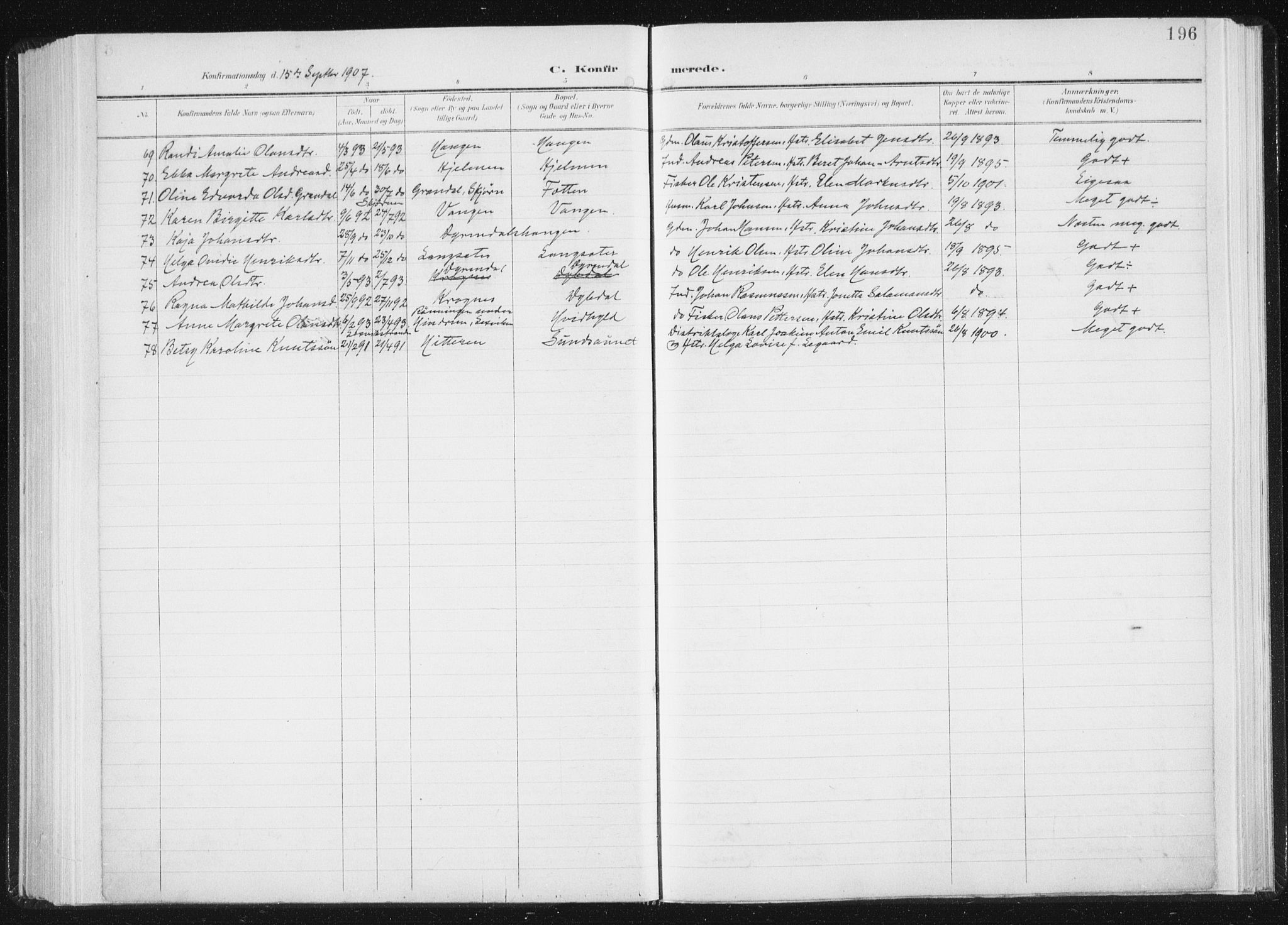 Ministerialprotokoller, klokkerbøker og fødselsregistre - Sør-Trøndelag, SAT/A-1456/647/L0635: Ministerialbok nr. 647A02, 1896-1911, s. 196