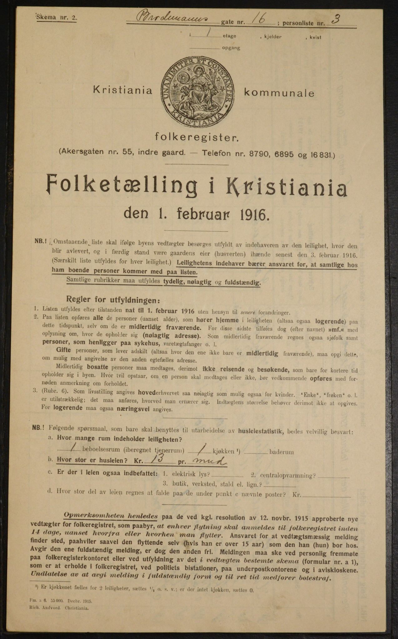 OBA, Kommunal folketelling 1.2.1916 for Kristiania, 1916, s. 9811