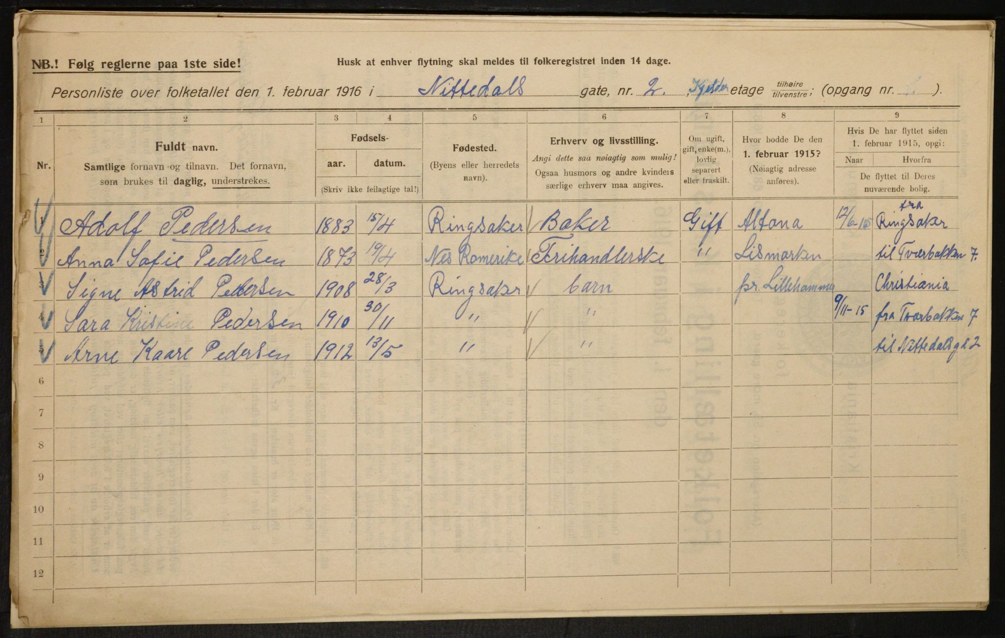 OBA, Kommunal folketelling 1.2.1916 for Kristiania, 1916, s. 72999