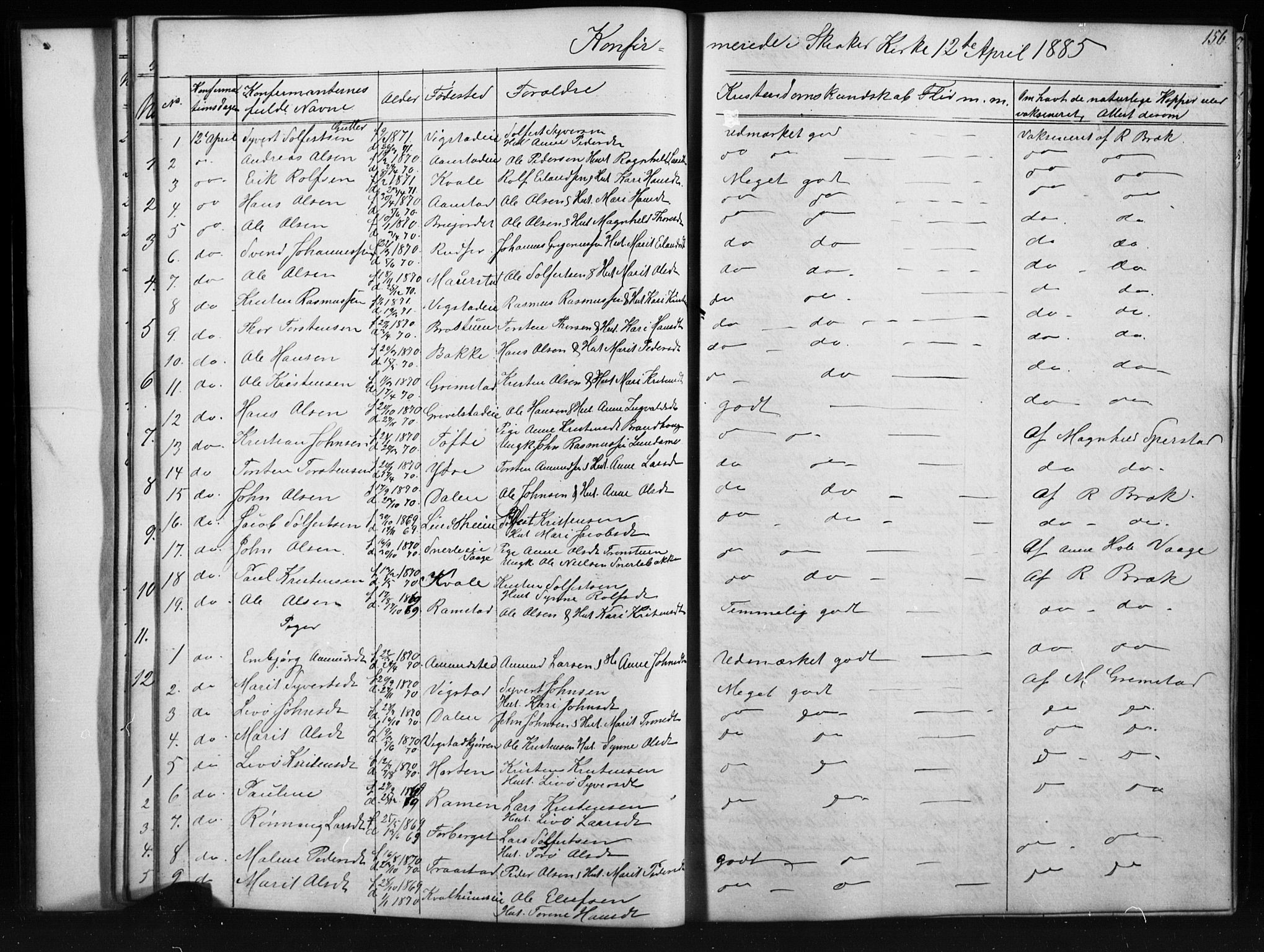 Skjåk prestekontor, AV/SAH-PREST-072/H/Ha/Hab/L0001: Klokkerbok nr. 1, 1865-1893, s. 156