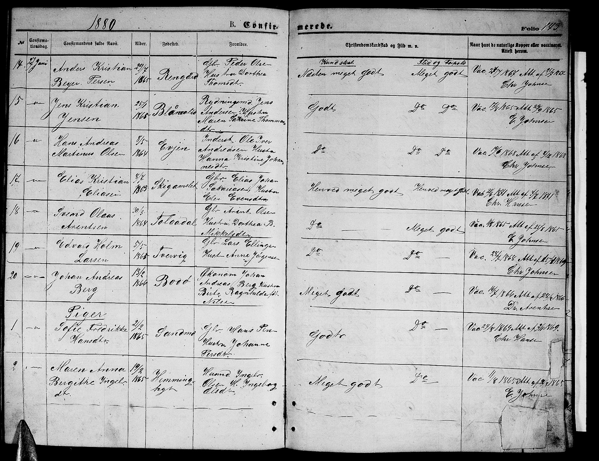 Ministerialprotokoller, klokkerbøker og fødselsregistre - Nordland, AV/SAT-A-1459/846/L0653: Klokkerbok nr. 846C03, 1872-1887, s. 143