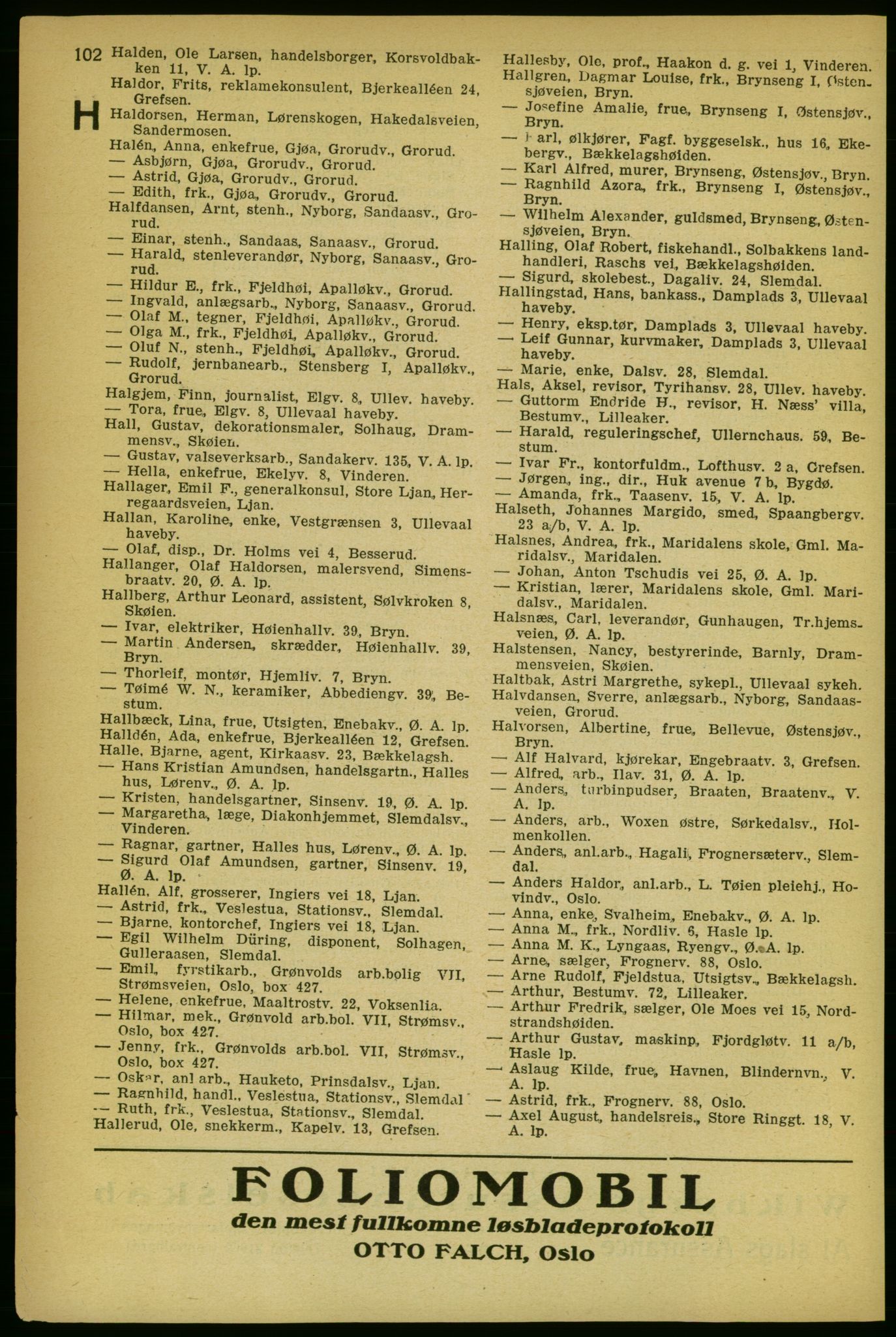 Aker adressebok/adressekalender, PUBL/001/A/004: Aker adressebok, 1929, s. 102
