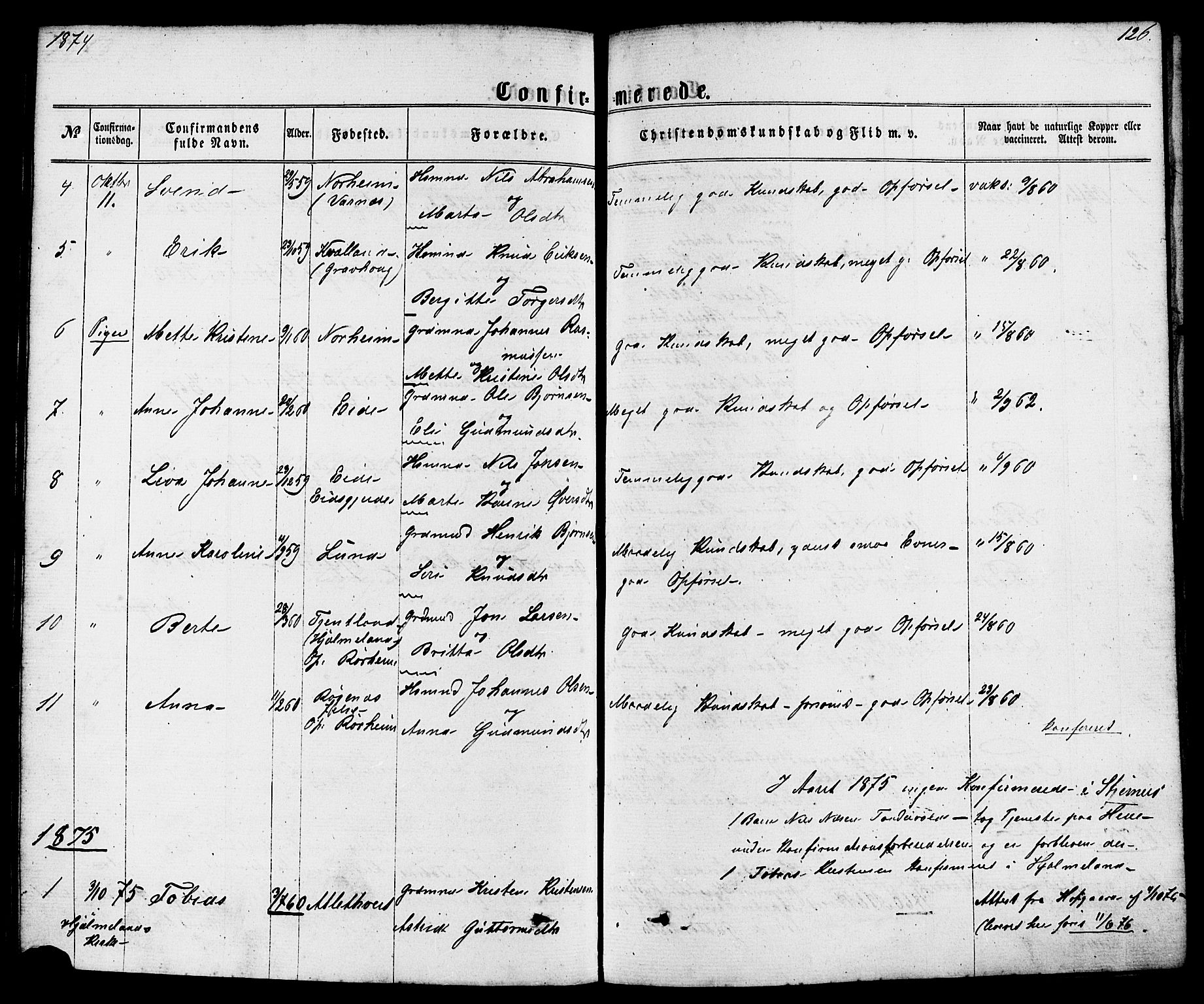 Nedstrand sokneprestkontor, AV/SAST-A-101841/01/IV: Ministerialbok nr. A 10, 1861-1887, s. 126