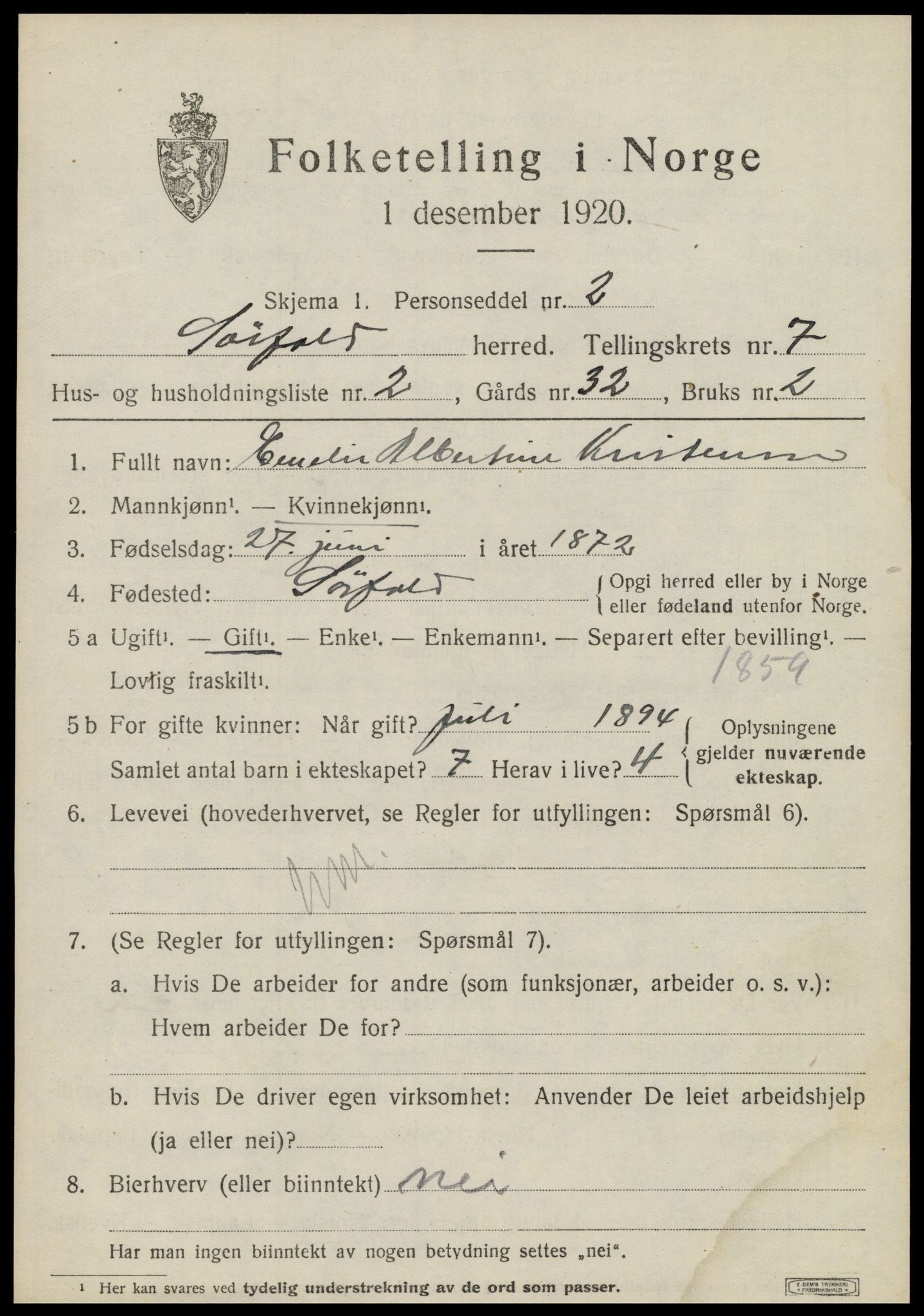 SAT, Folketelling 1920 for 1845 Sørfold herred, 1920, s. 3831