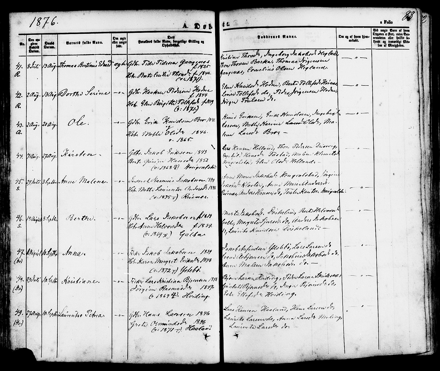 Rennesøy sokneprestkontor, AV/SAST-A -101827/H/Ha/Haa/L0006: Ministerialbok nr. A 6, 1860-1878, s. 88