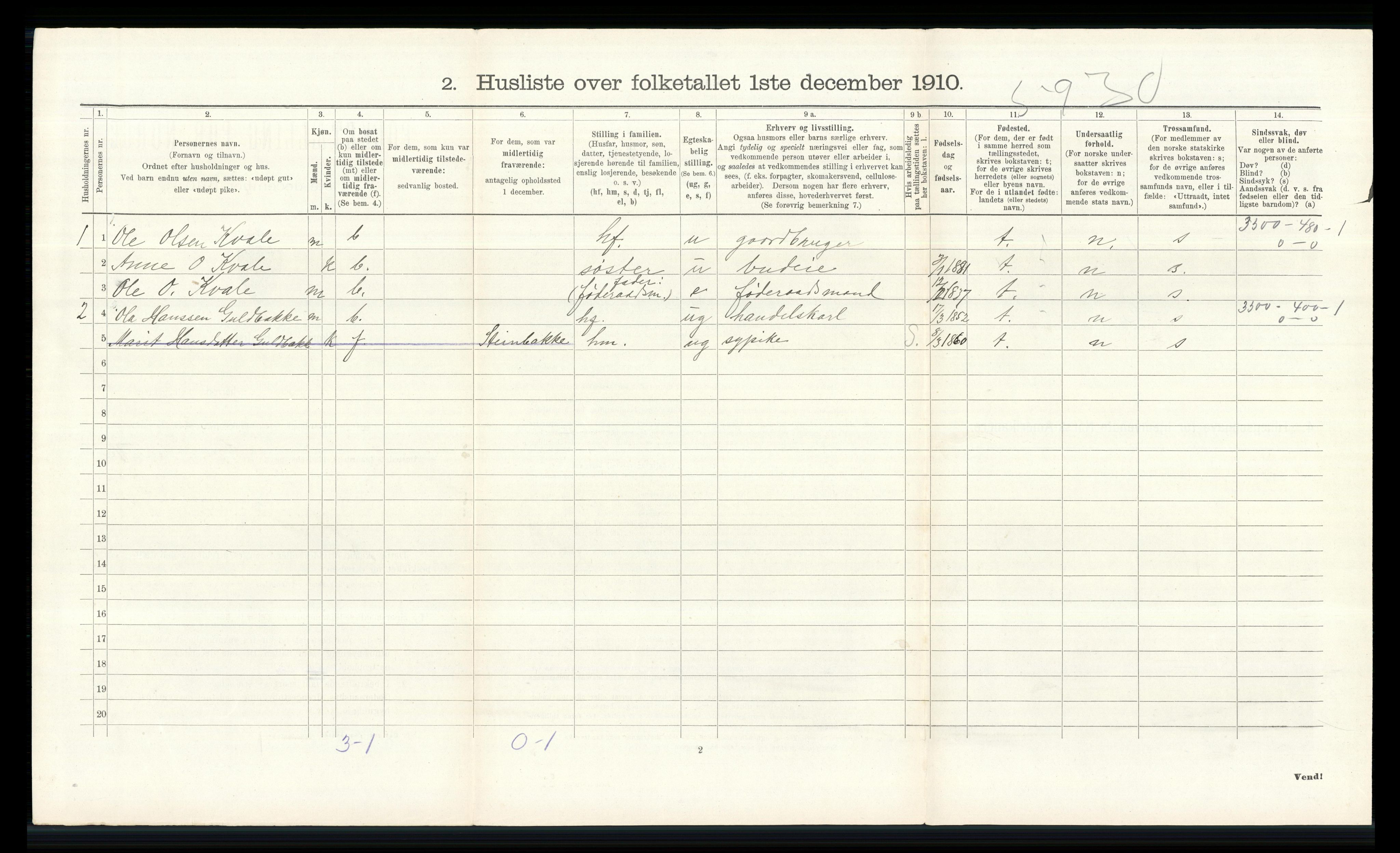 RA, Folketelling 1910 for 0513 Skjåk herred, 1910, s. 311