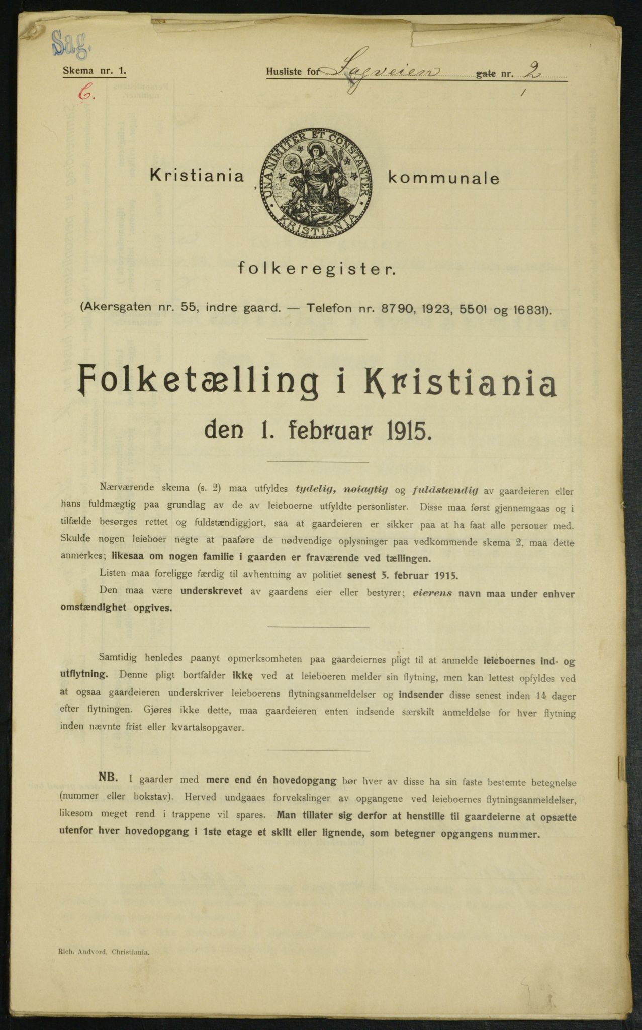 OBA, Kommunal folketelling 1.2.1915 for Kristiania, 1915, s. 86077