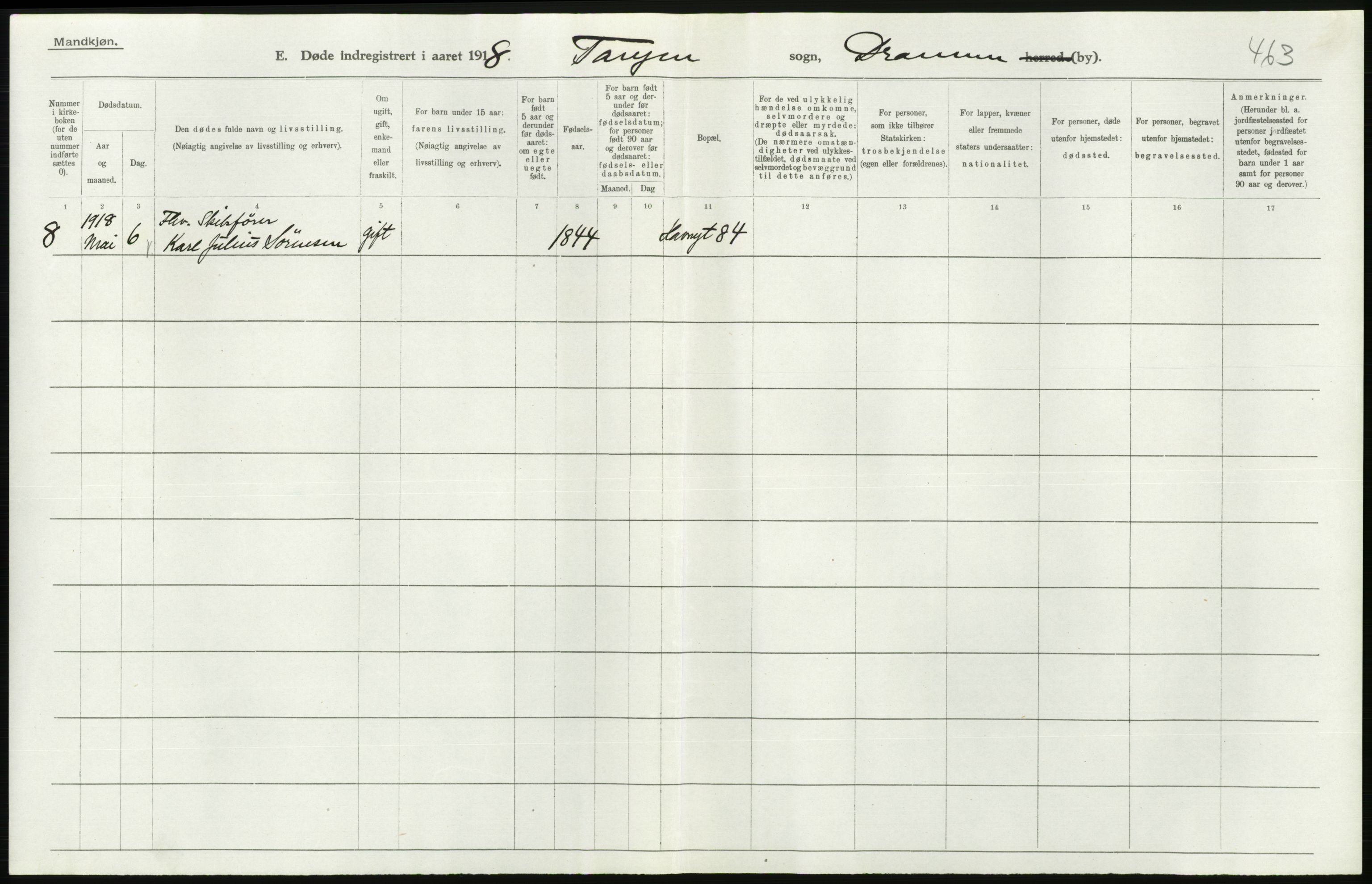 Statistisk sentralbyrå, Sosiodemografiske emner, Befolkning, AV/RA-S-2228/D/Df/Dfb/Dfbh/L0020: Buskerud fylke: Døde. Bygder og byer., 1918, s. 472