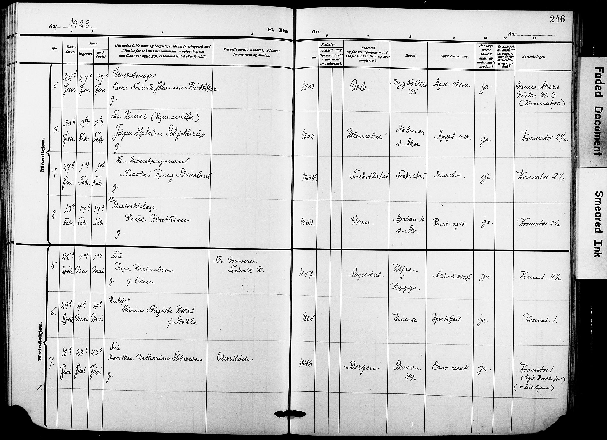 Garnisonsmenigheten Kirkebøker, AV/SAO-A-10846/F/Fa/L0016: Ministerialbok nr. 16, 1922-1930, s. 246