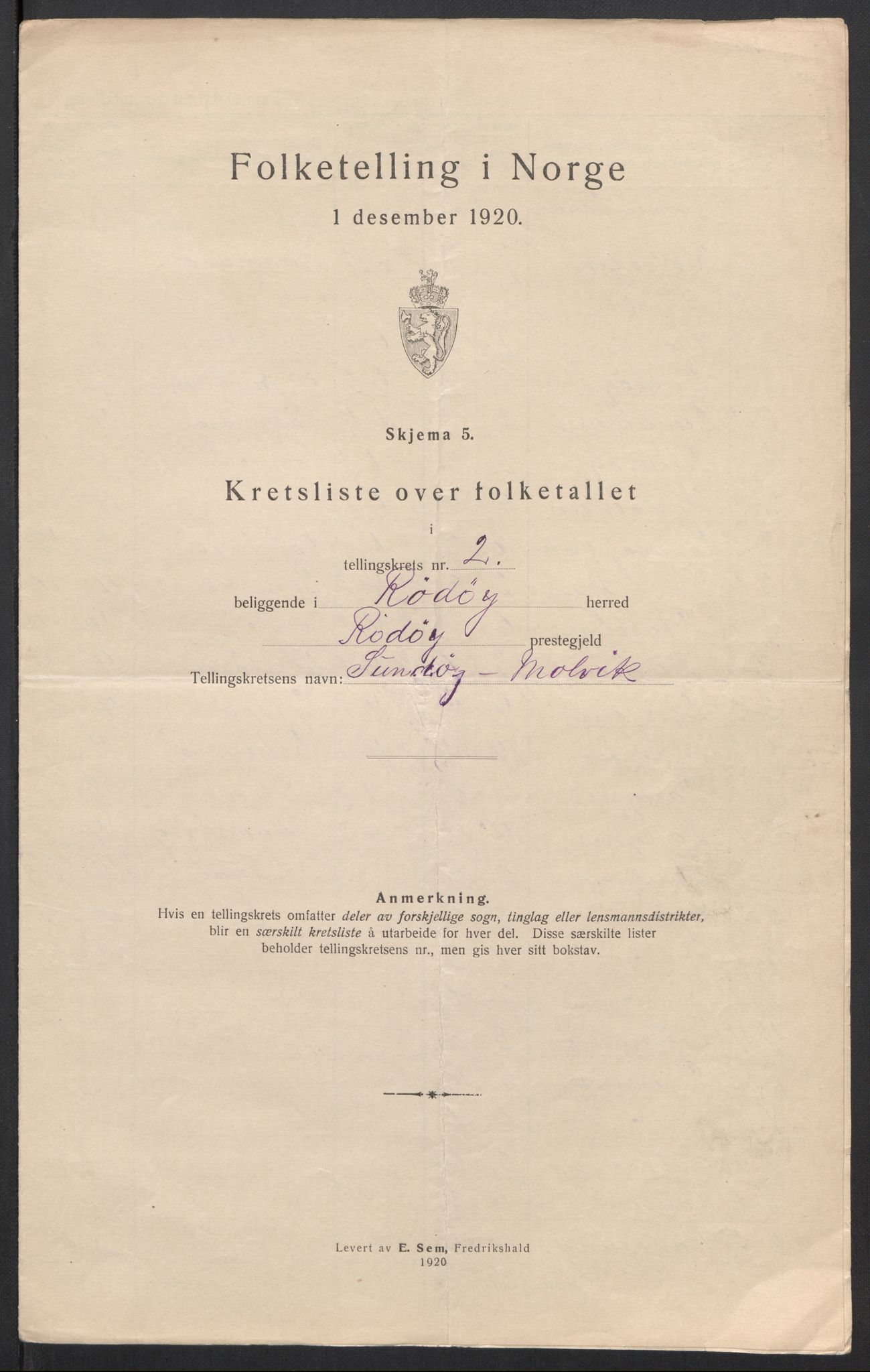 SAT, Folketelling 1920 for 1836 Rødøy herred, 1920, s. 9