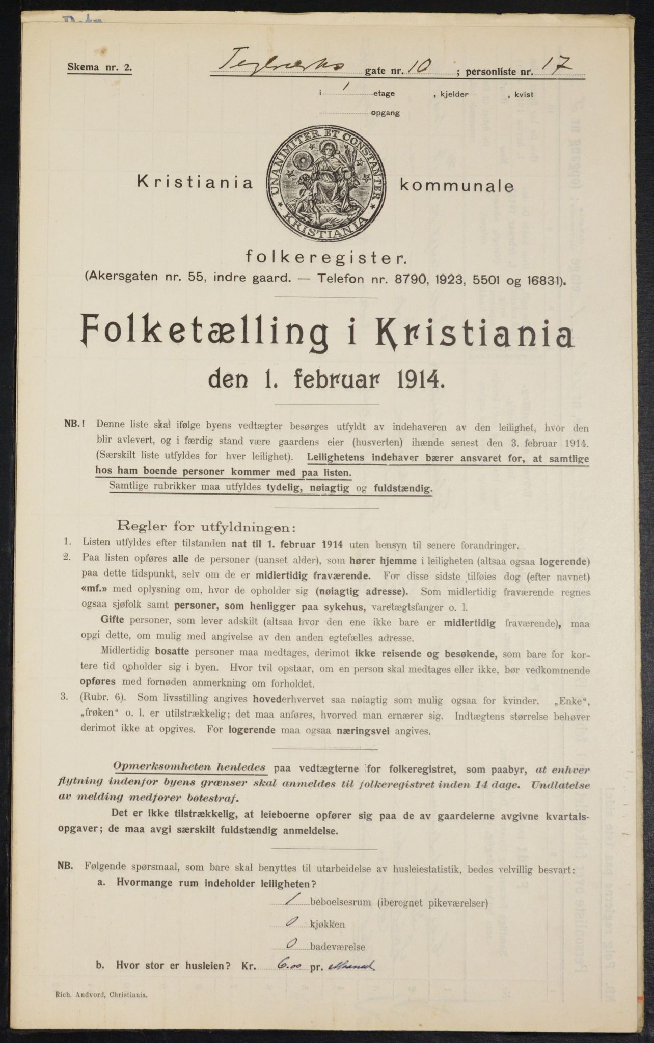 OBA, Kommunal folketelling 1.2.1914 for Kristiania, 1914, s. 108410