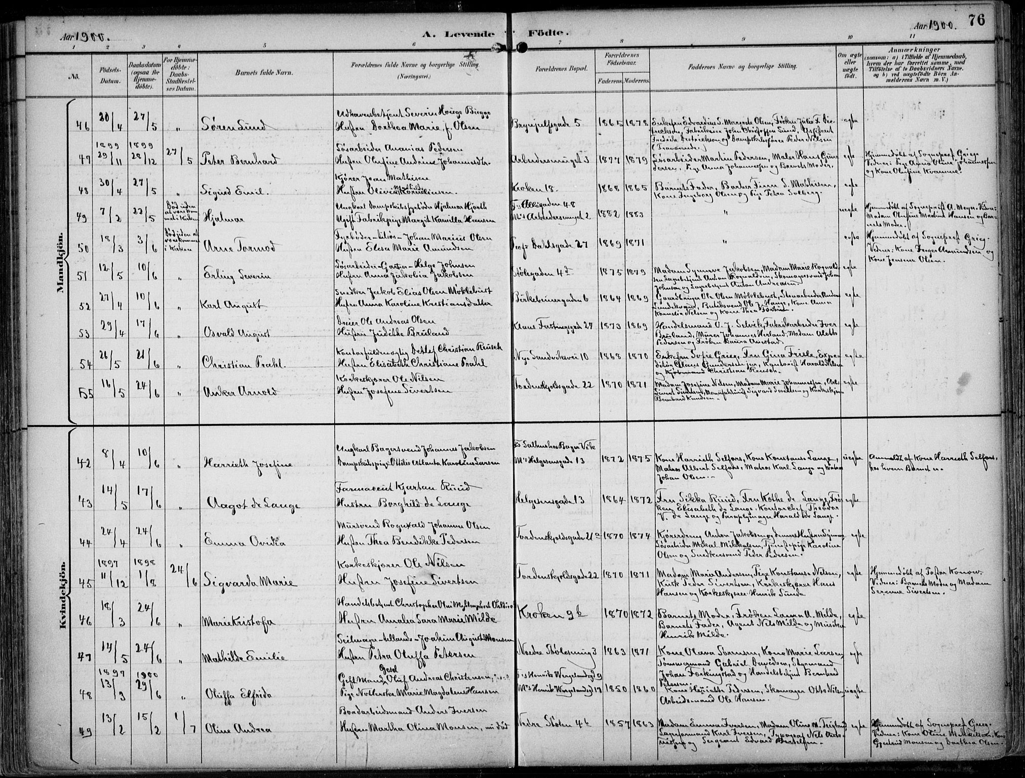 Mariakirken Sokneprestembete, AV/SAB-A-76901/H/Hab/L0005: Klokkerbok nr. A 5, 1893-1913, s. 76