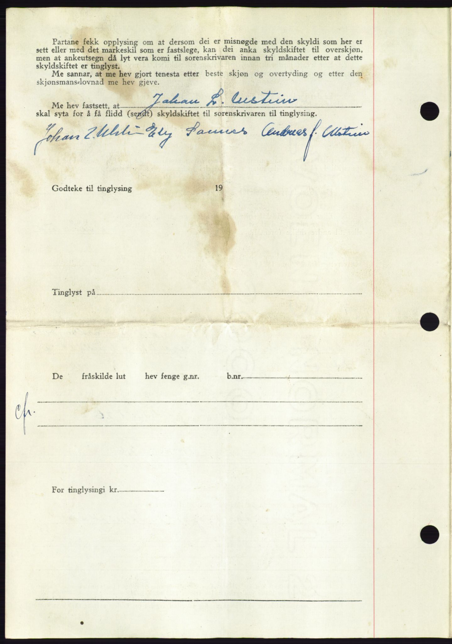 Søre Sunnmøre sorenskriveri, AV/SAT-A-4122/1/2/2C/L0084: Pantebok nr. 10A, 1949-1949, Dagboknr: 1102/1949