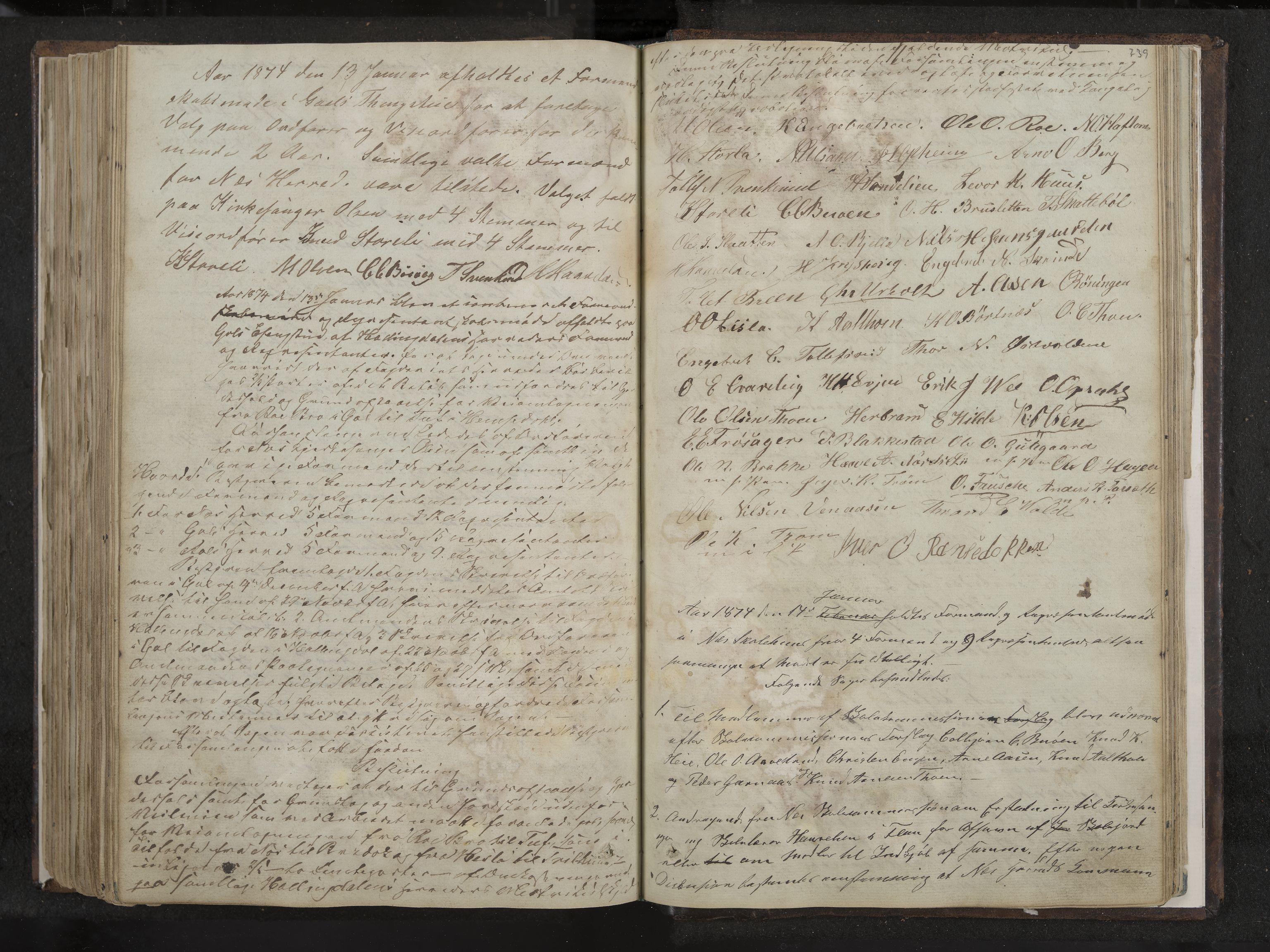 Nes formannskap og sentraladministrasjon, IKAK/0616021-1/A/Aa/L0001: Møtebok med register, 1838-1875, s. 239