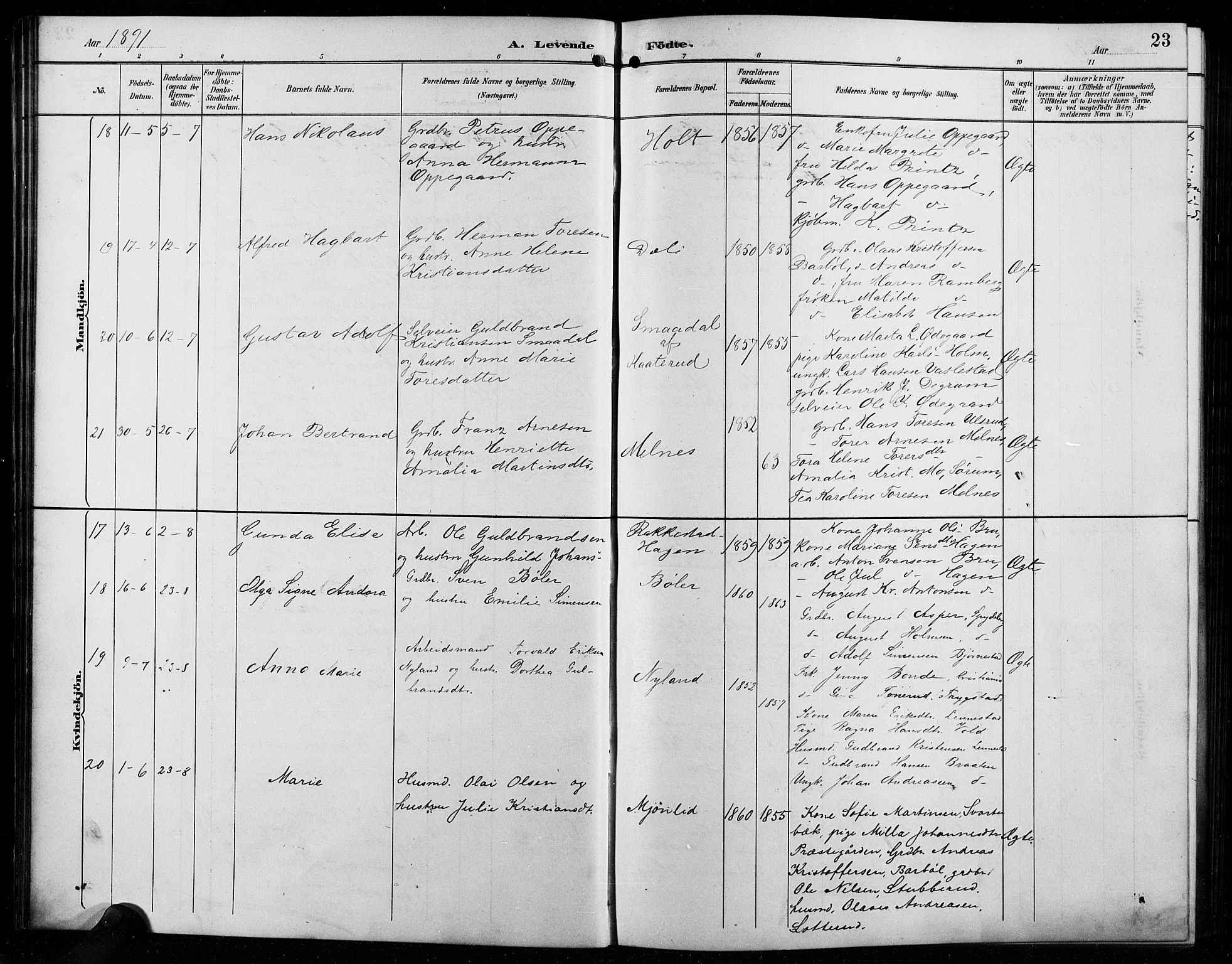 Enebakk prestekontor Kirkebøker, AV/SAO-A-10171c/G/Ga/L0006: Klokkerbok nr. I 6, 1889-1911, s. 23