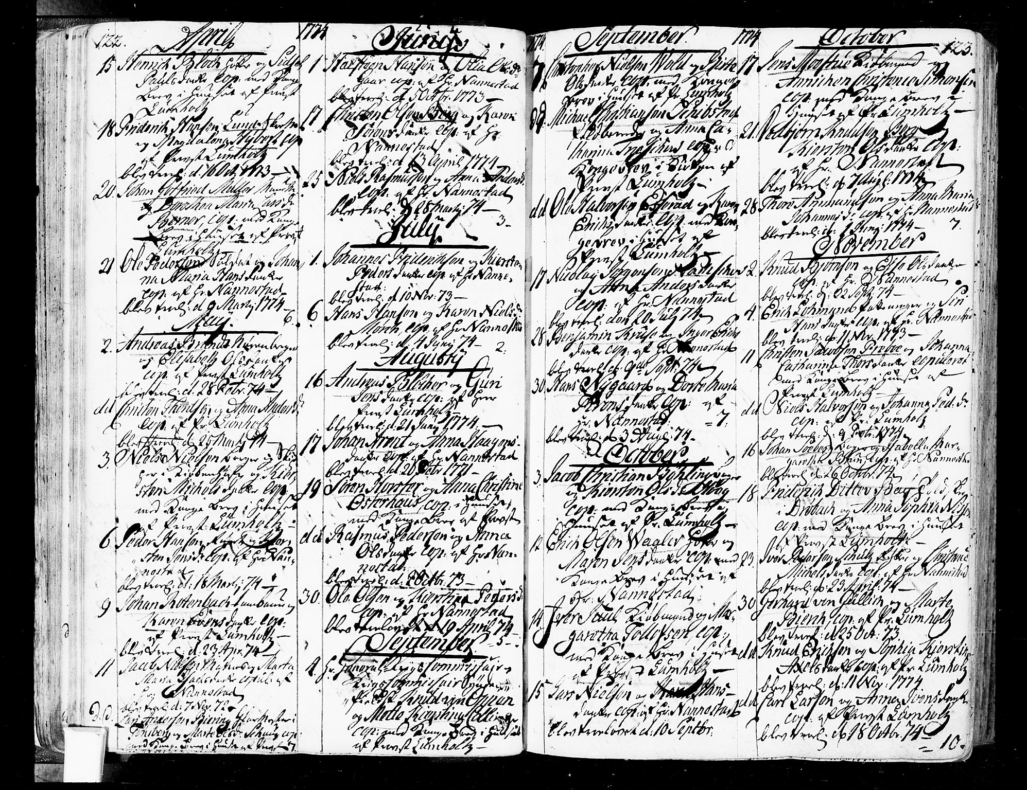 Oslo domkirke Kirkebøker, SAO/A-10752/F/Fa/L0004: Ministerialbok nr. 4, 1743-1786, s. 122-123
