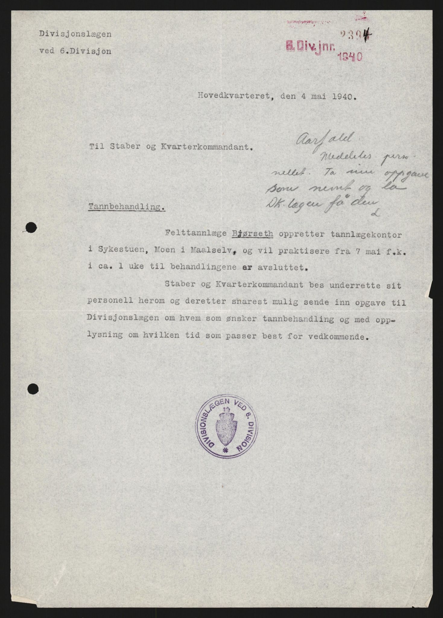 Forsvaret, Forsvarets krigshistoriske avdeling, AV/RA-RAFA-2017/Y/Yb/L0123: II-C-11-600  -  6. Divisjon med avdelinger, 1940, s. 417