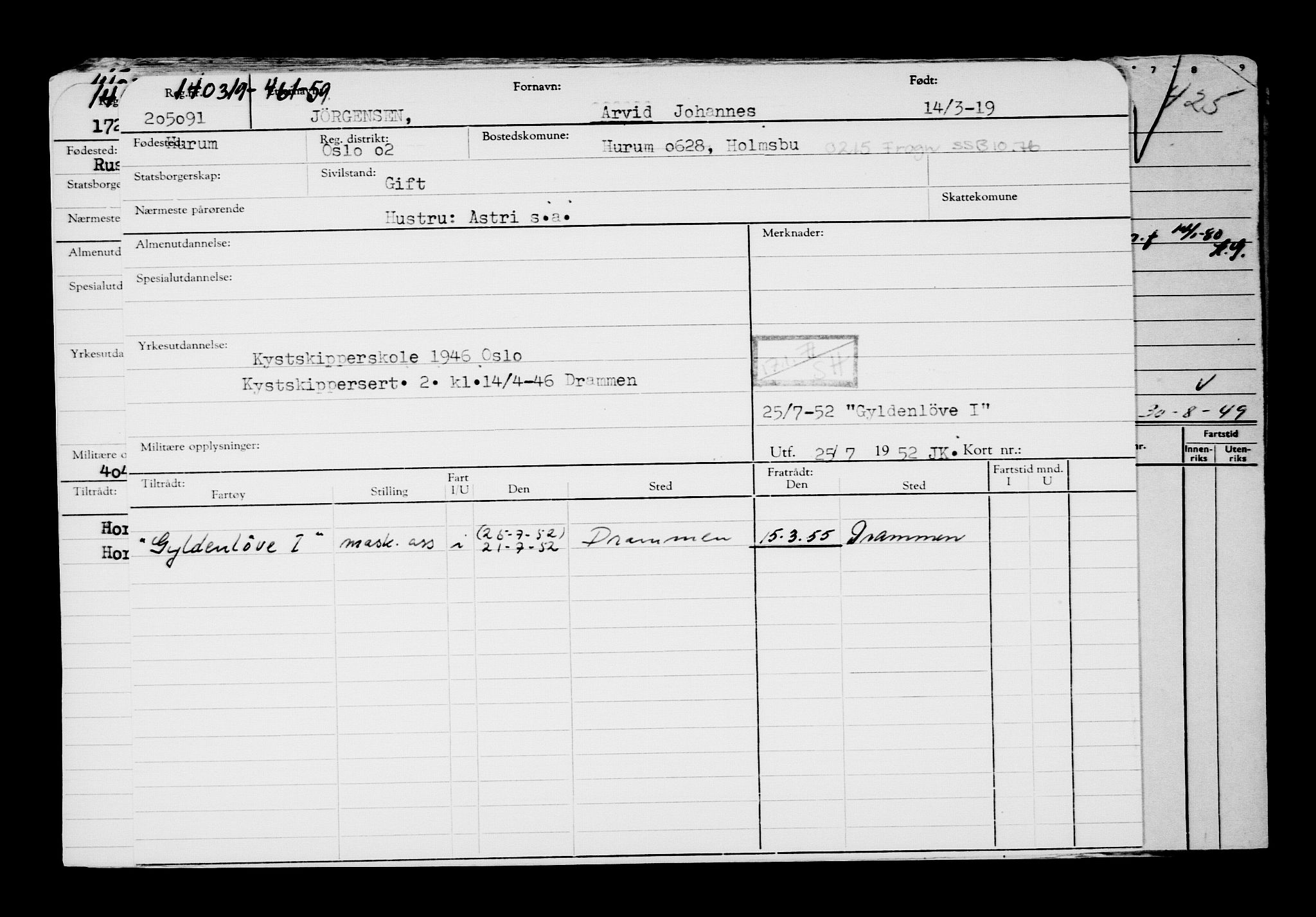 Direktoratet for sjømenn, AV/RA-S-3545/G/Gb/L0167: Hovedkort, 1919, s. 107