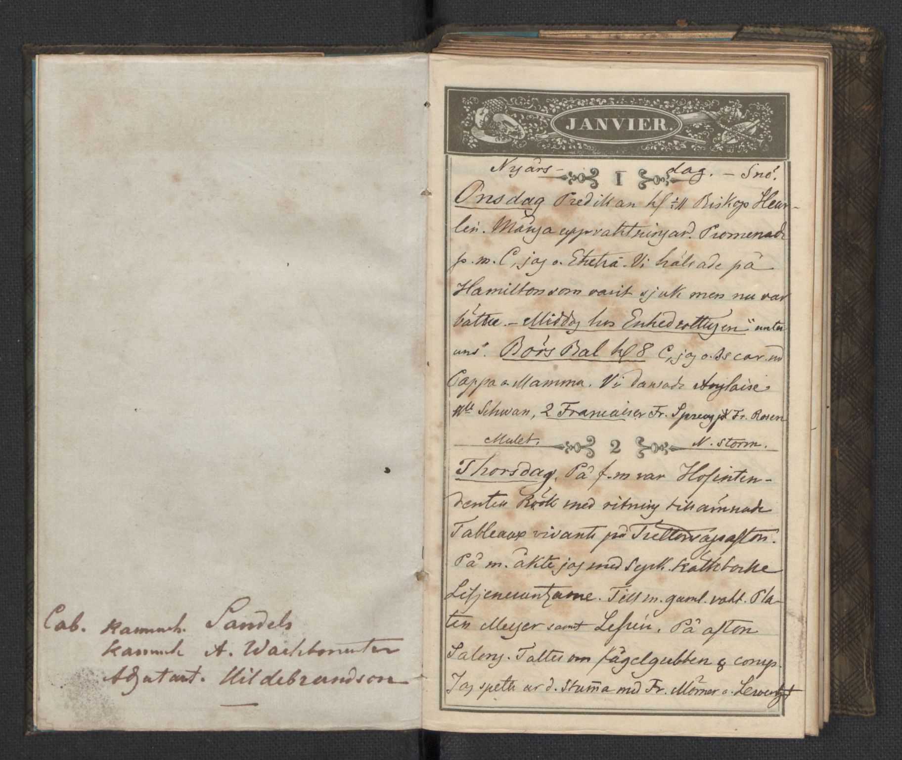 Bernadotte, RA/PA-0318/F/L0001/0002: Privat materiale fra Bernadottefamilien / Dagbok, 1845, s. 6
