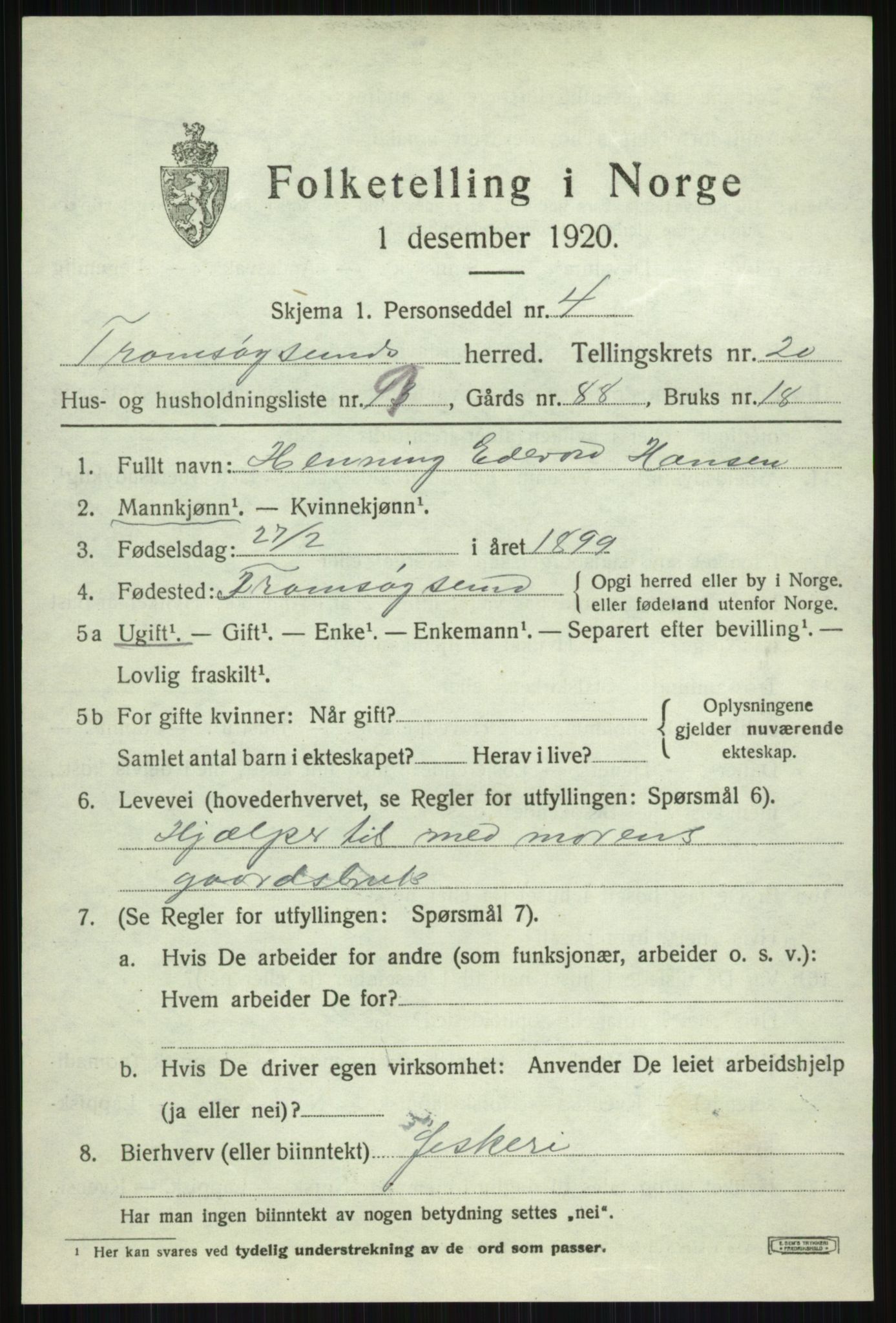 SATØ, Folketelling 1920 for 1934 Tromsøysund herred, 1920, s. 10688