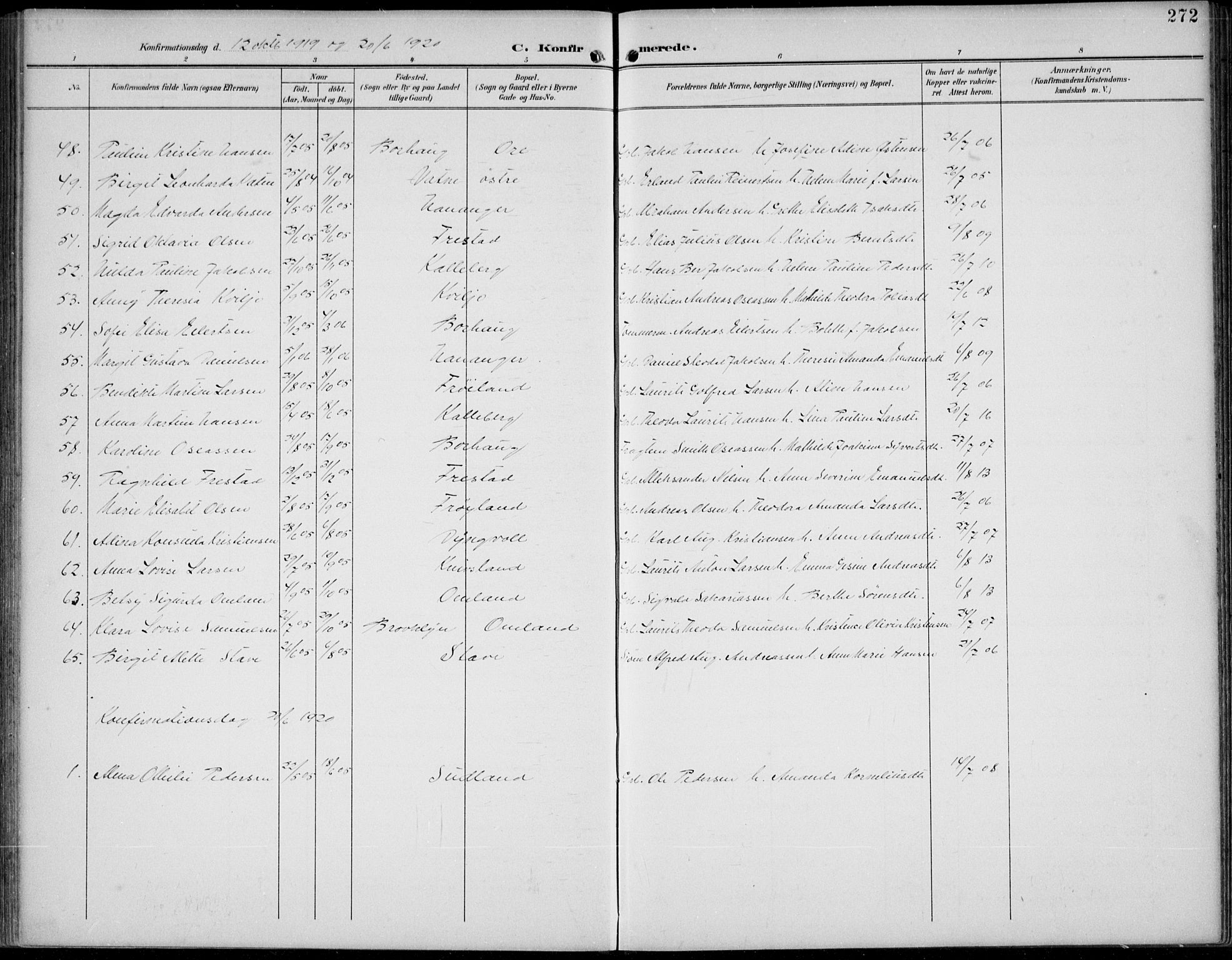 Lista sokneprestkontor, SAK/1111-0027/F/Fb/L0005: Klokkerbok nr. B 5, 1892-1923, s. 272