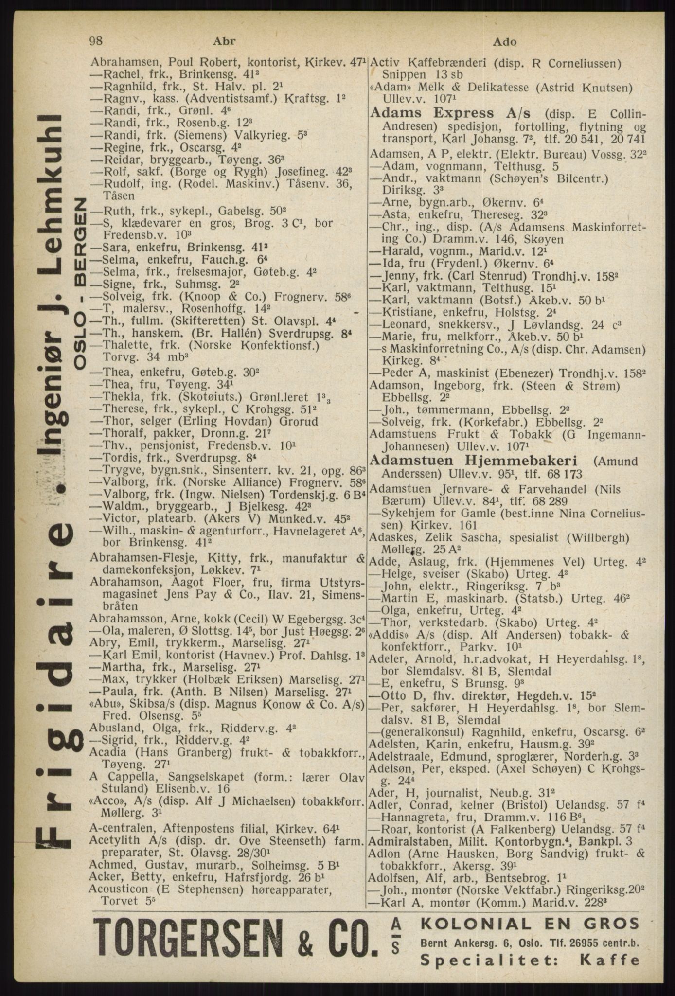 Kristiania/Oslo adressebok, PUBL/-, 1937, s. 98