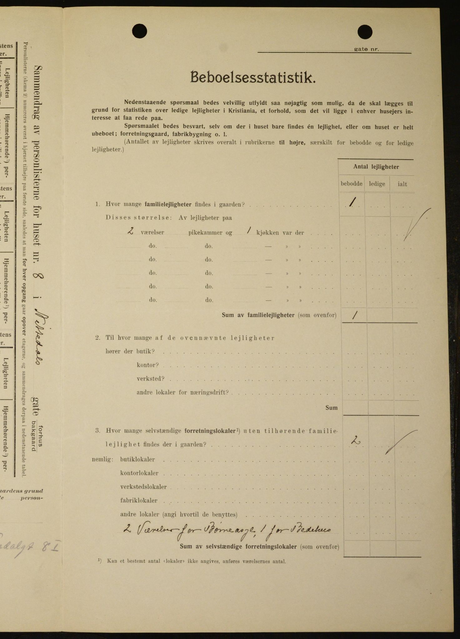 OBA, Kommunal folketelling 1.2.1909 for Kristiania kjøpstad, 1909, s. 64463