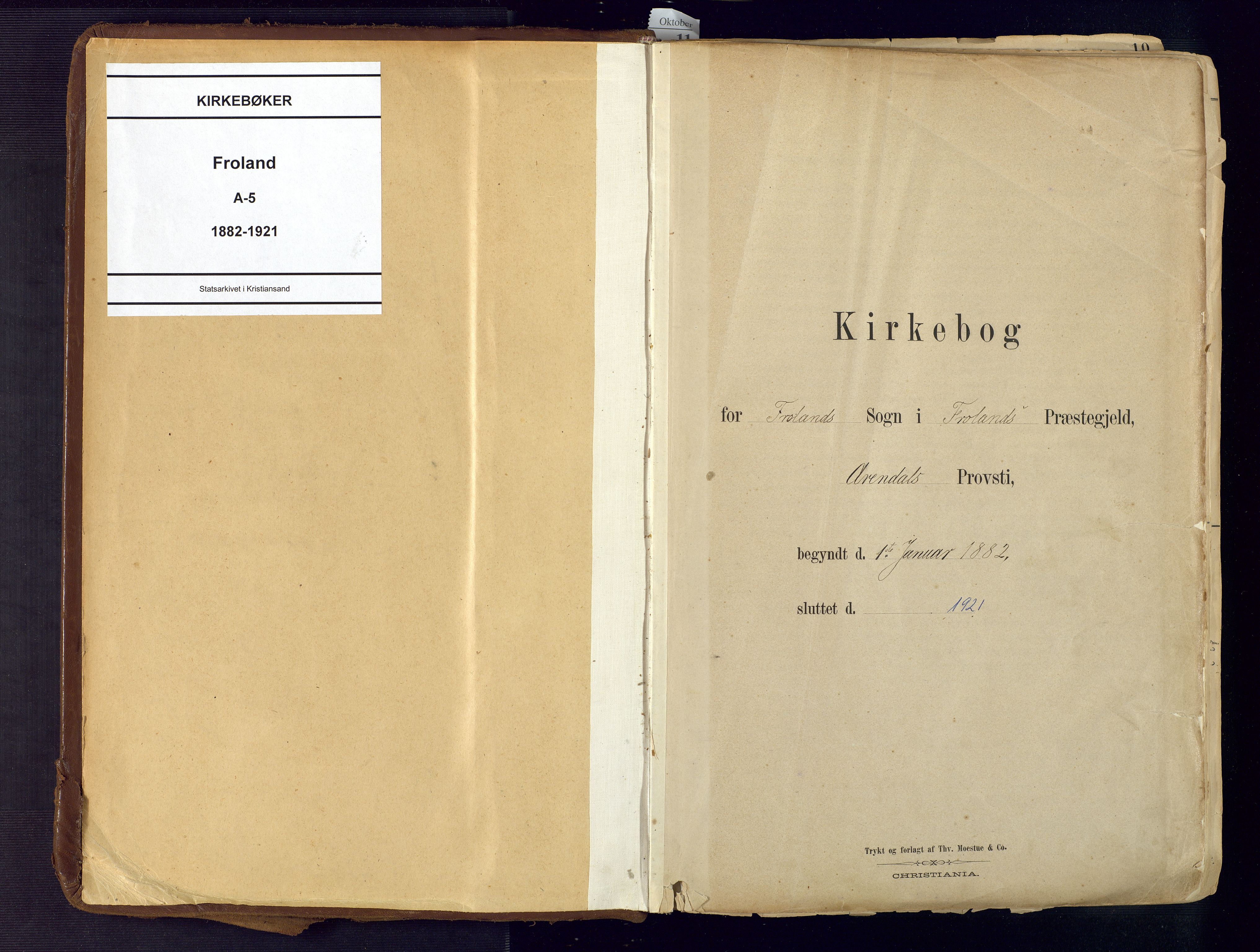Froland sokneprestkontor, AV/SAK-1111-0013/F/Fa/L0005: Ministerialbok nr. A 5, 1882-1921