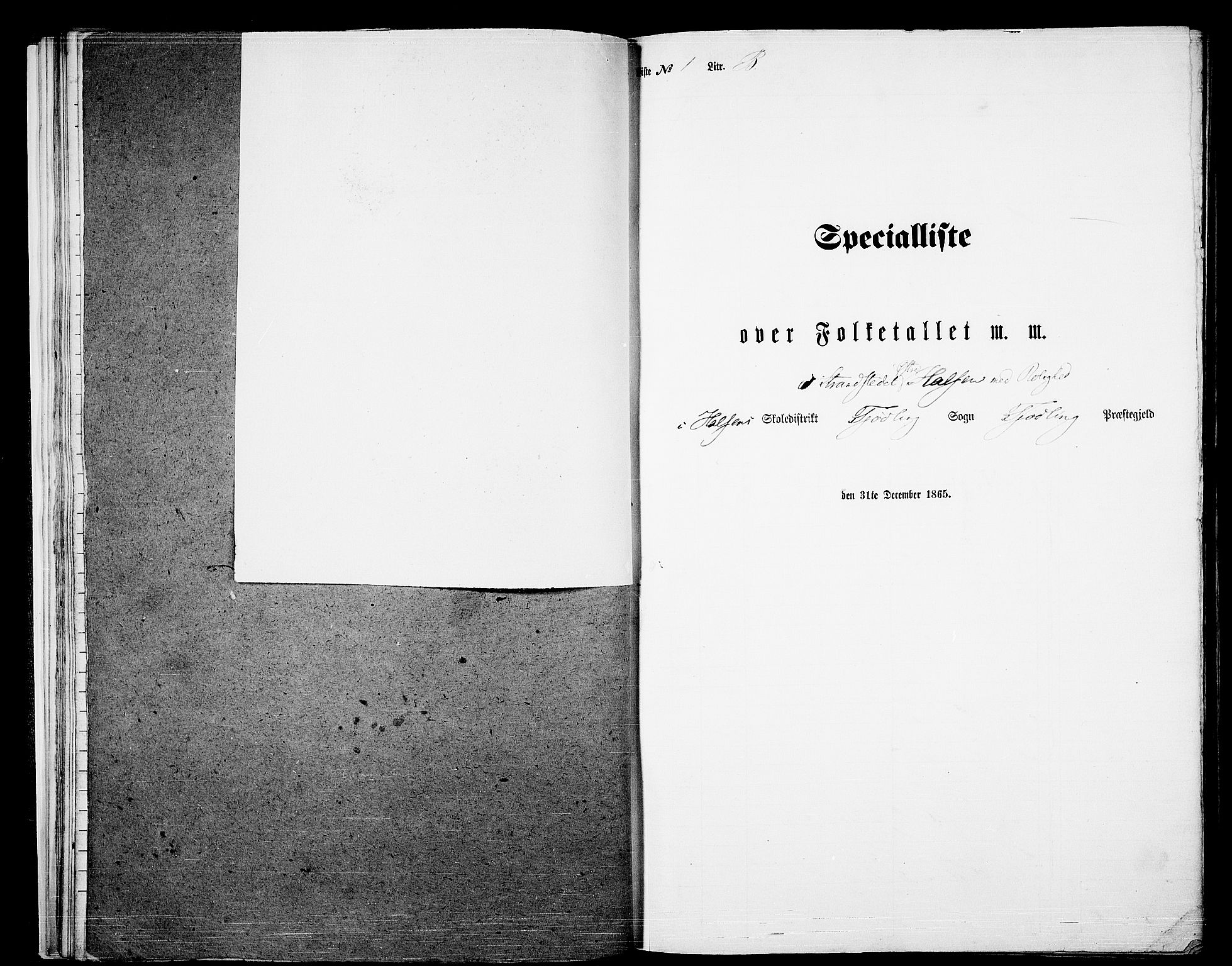 RA, Folketelling 1865 for 0725P Tjølling prestegjeld, 1865, s. 29