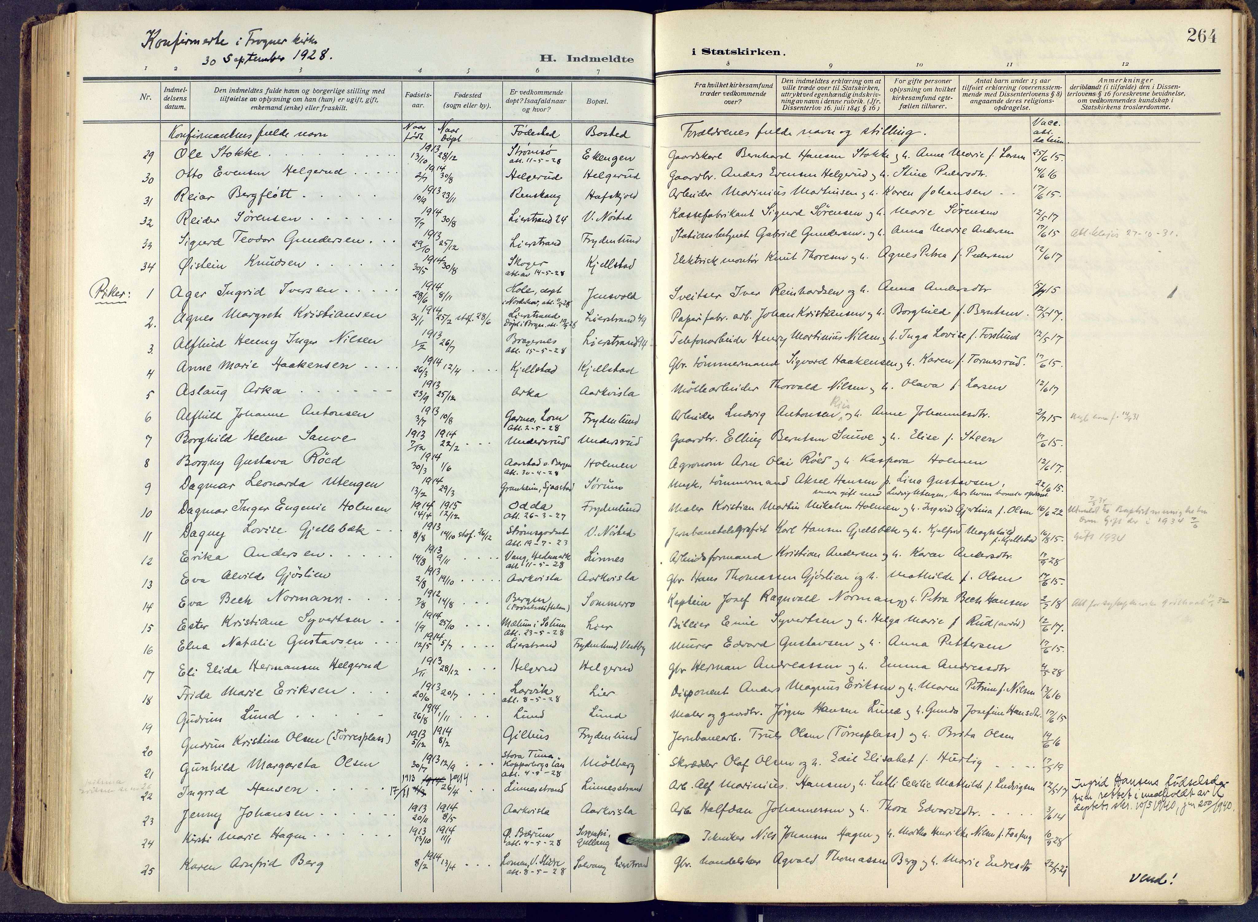 Lier kirkebøker, AV/SAKO-A-230/F/Fa/L0019: Ministerialbok nr. I 19, 1918-1928, s. 264