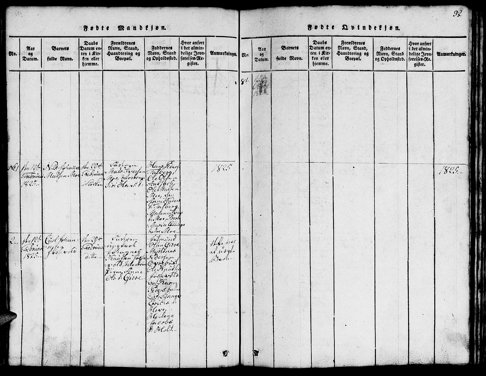 Ministerialprotokoller, klokkerbøker og fødselsregistre - Møre og Romsdal, AV/SAT-A-1454/520/L0289: Klokkerbok nr. 520C01, 1817-1837, s. 92