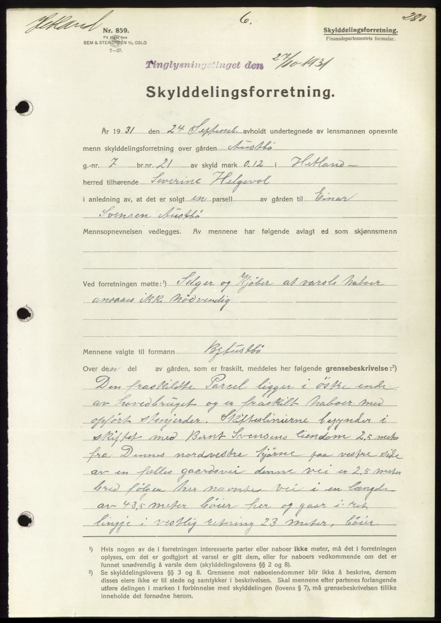 Jæren sorenskriveri, SAST/A-100310/03/G/Gba/L0059: Pantebok nr. 56, 58, 1931-1932, Tingl.dato: 27.10.1931
